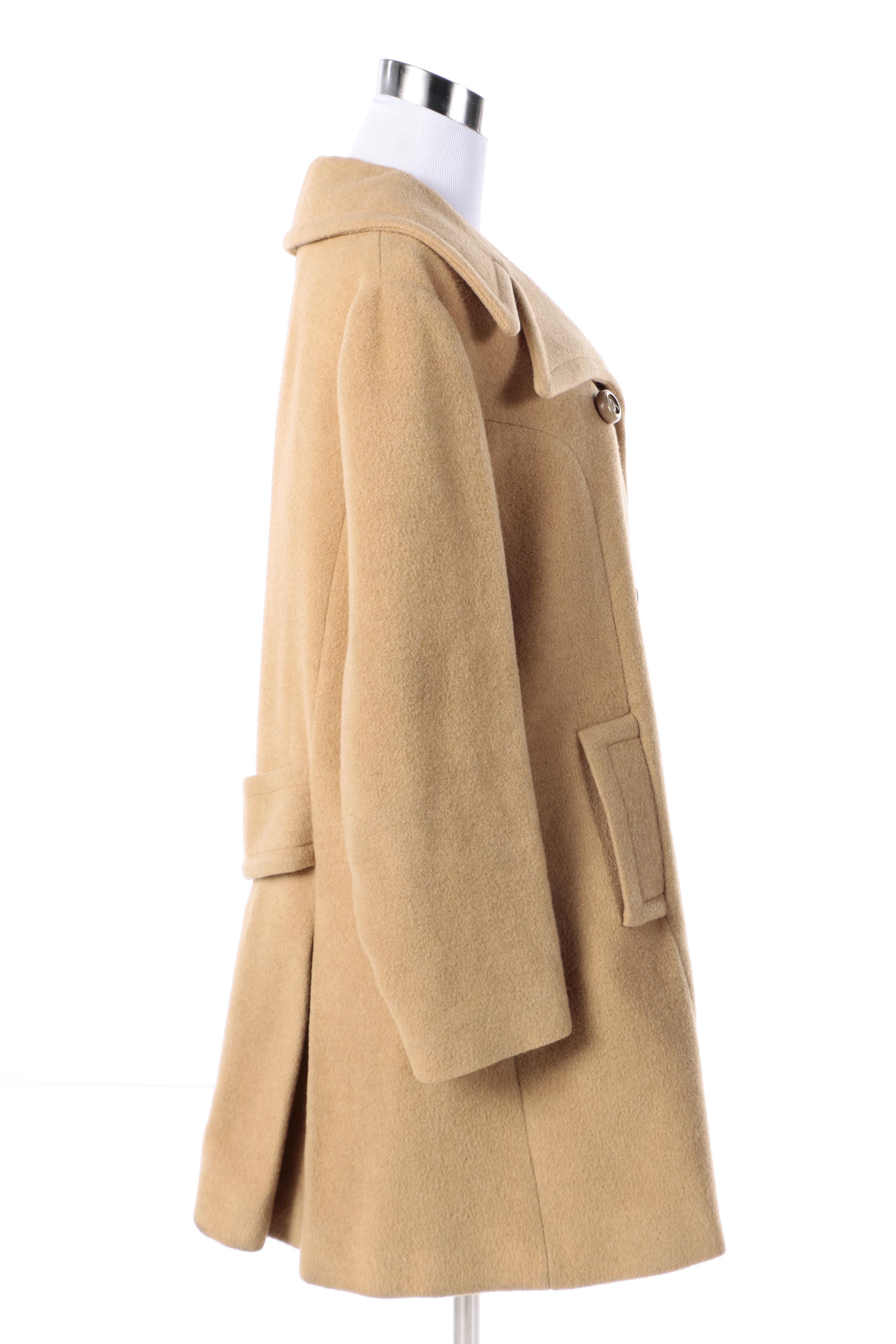 Women's Vintage Double-Breasted Tan Camel Hair Coat