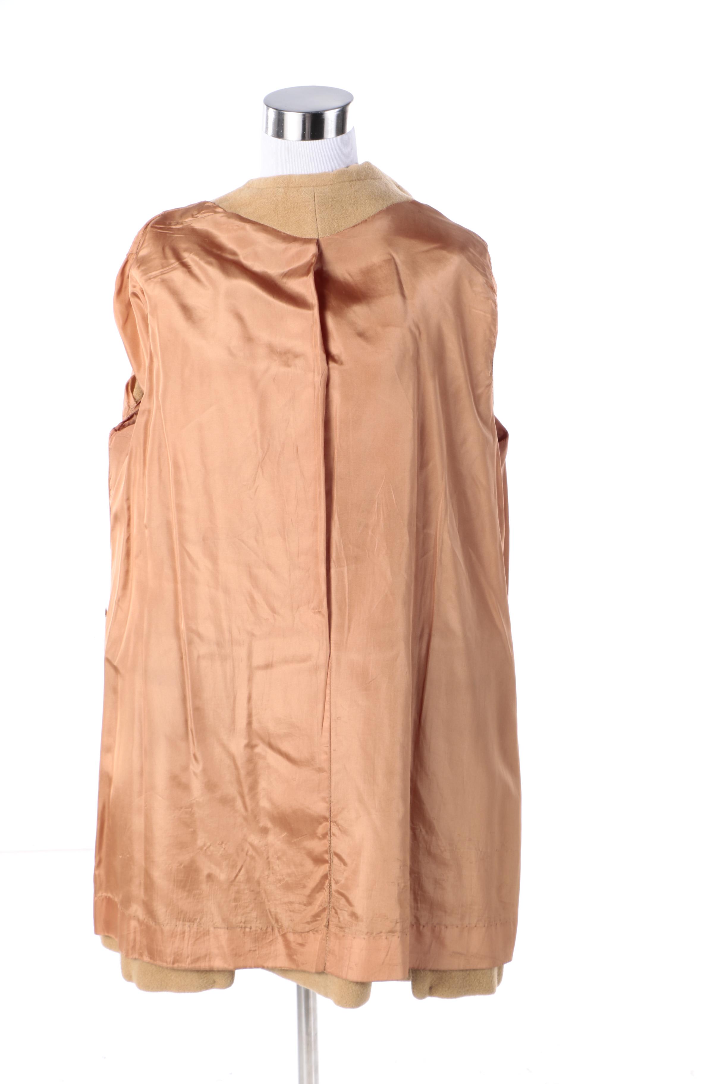 Women's Vintage Double-Breasted Tan Camel Hair Coat