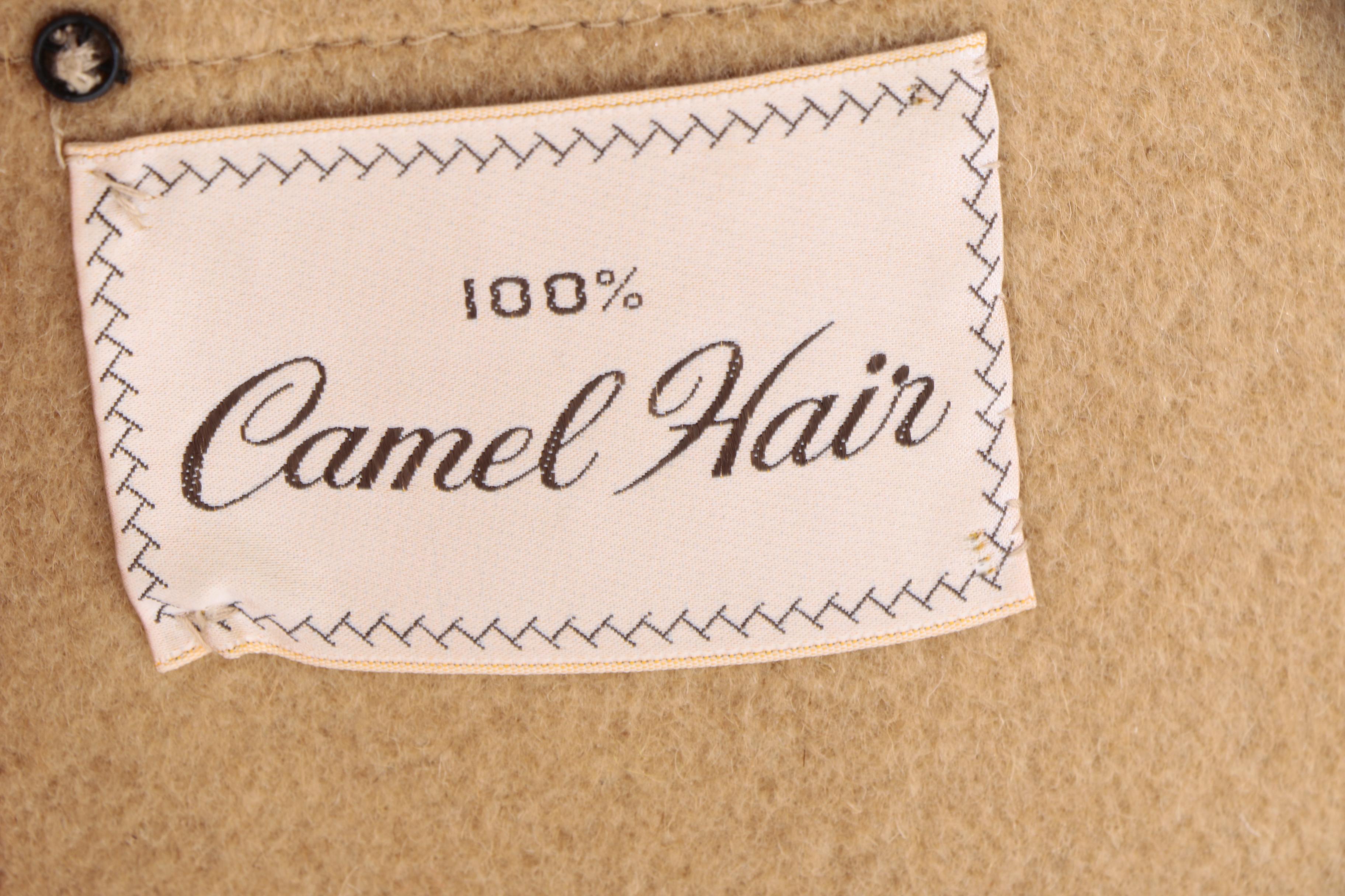 Women's Vintage Double-Breasted Tan Camel Hair Coat