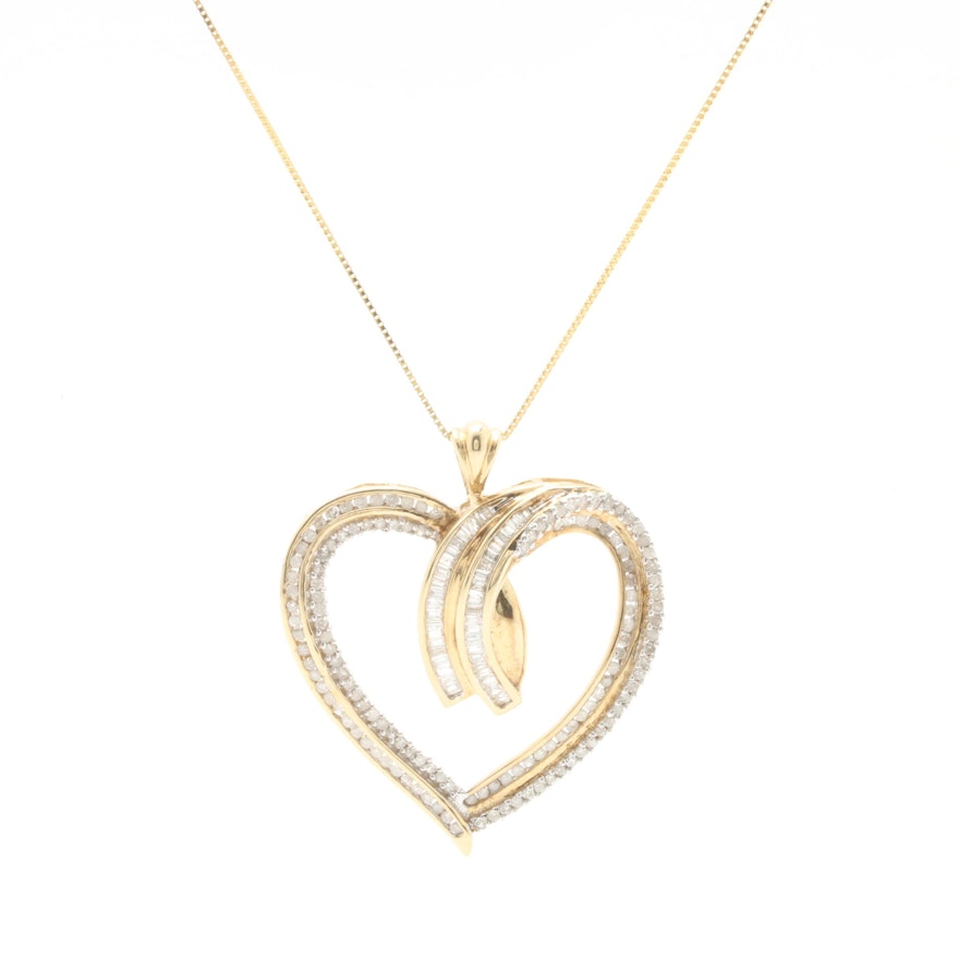 10K Yellow Gold 1.27 CTW Diamond Heart Pendant