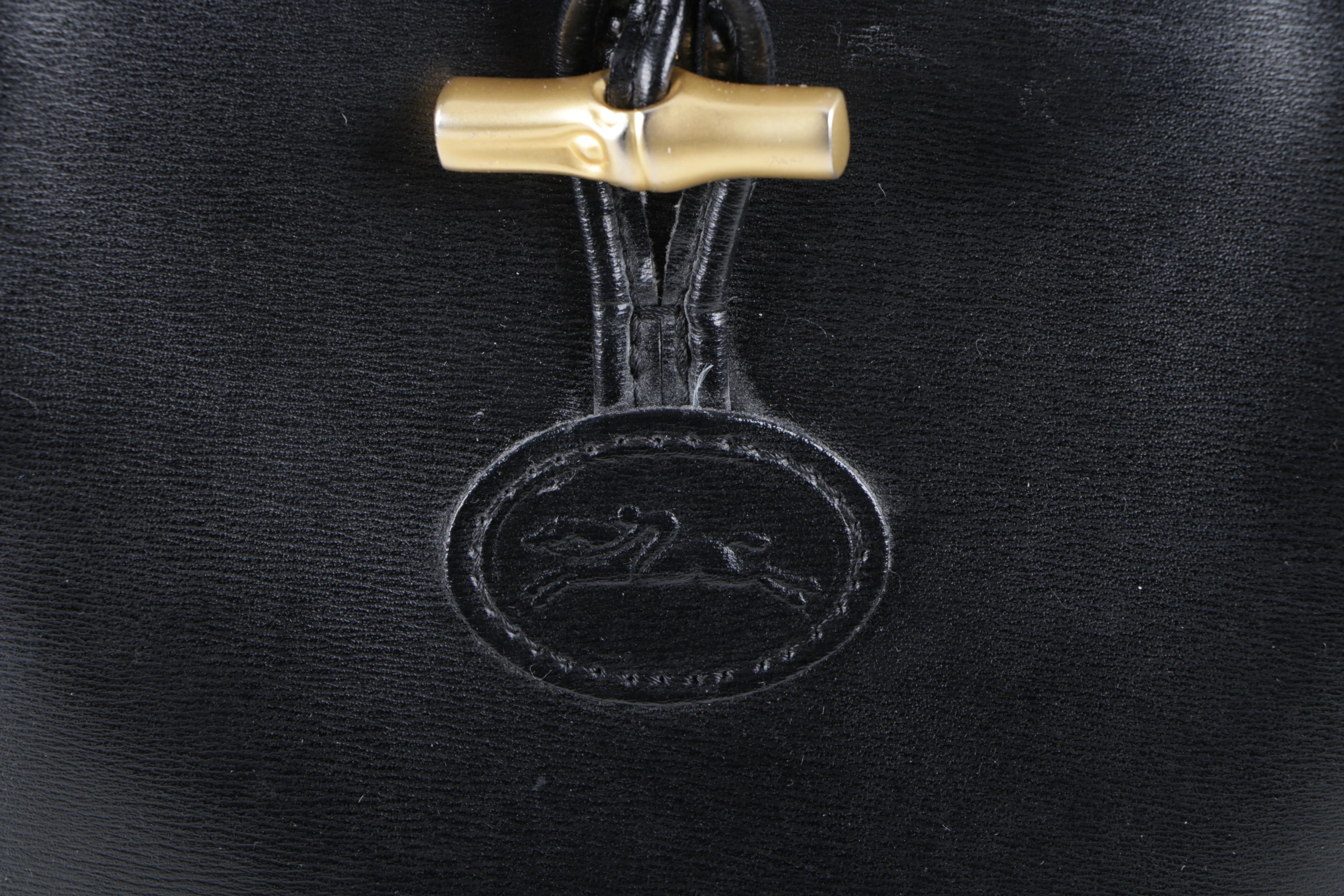 Vintage Longchamp Black Leather Shoulder Bag