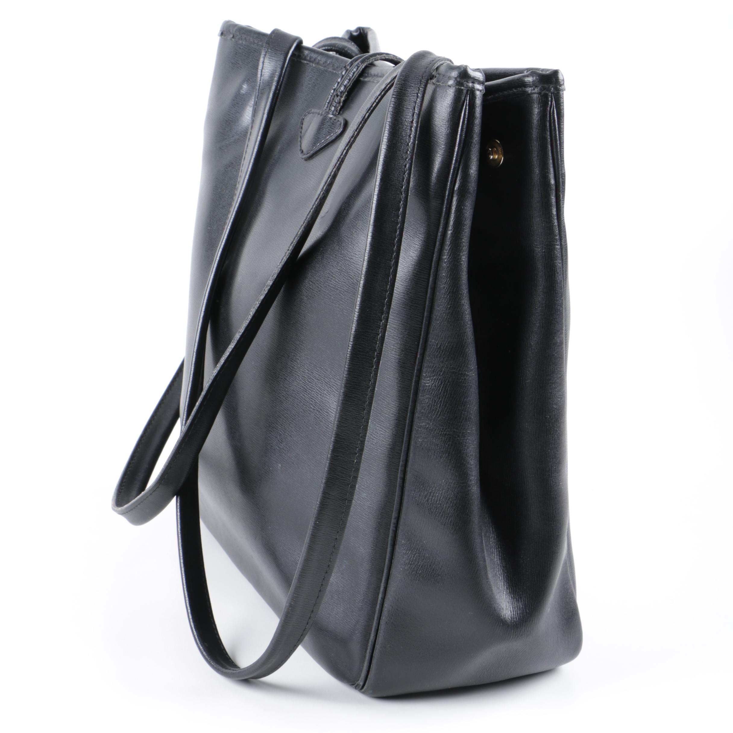 Vintage Longchamp Black Leather Shoulder Bag
