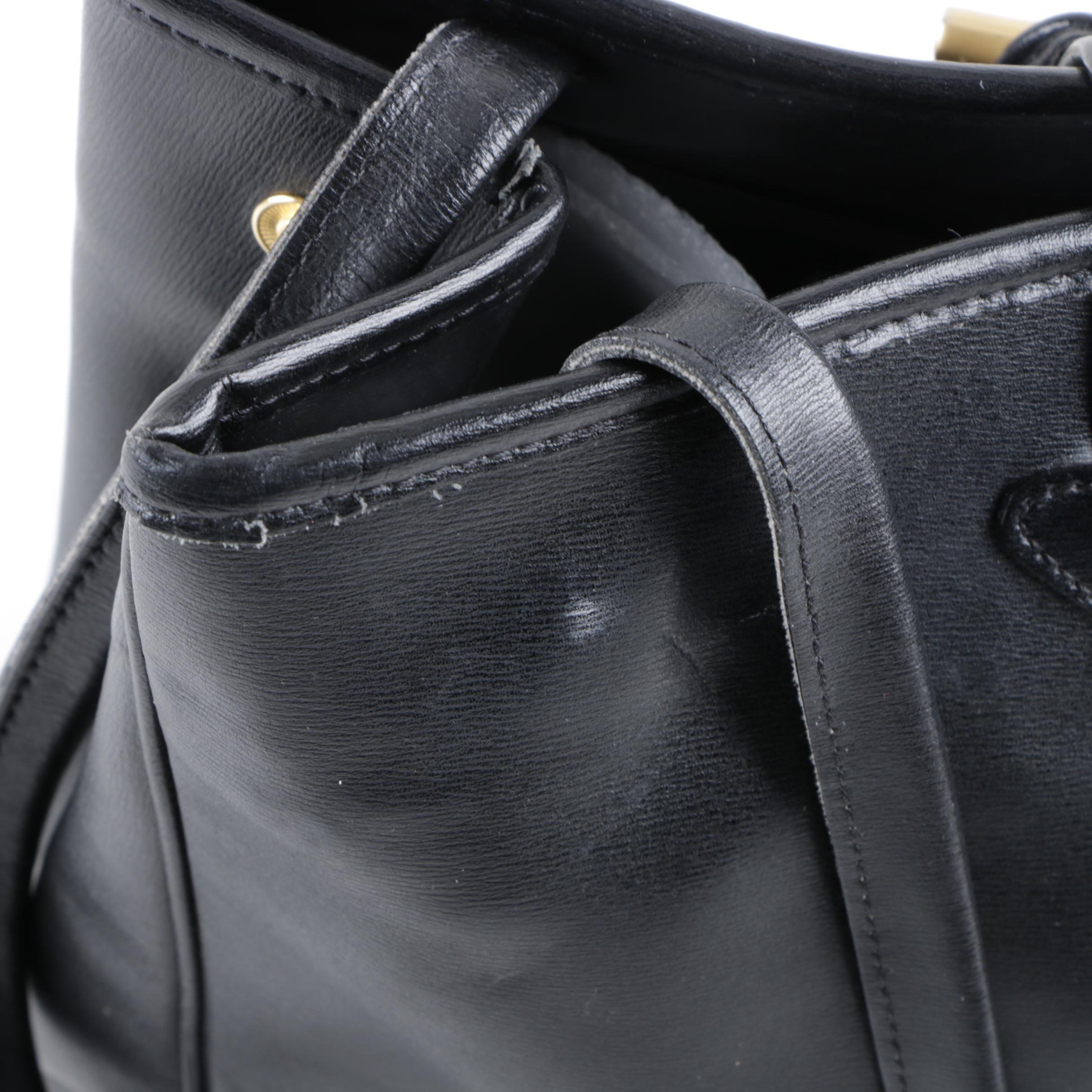 Vintage Longchamp Black Leather Shoulder Bag