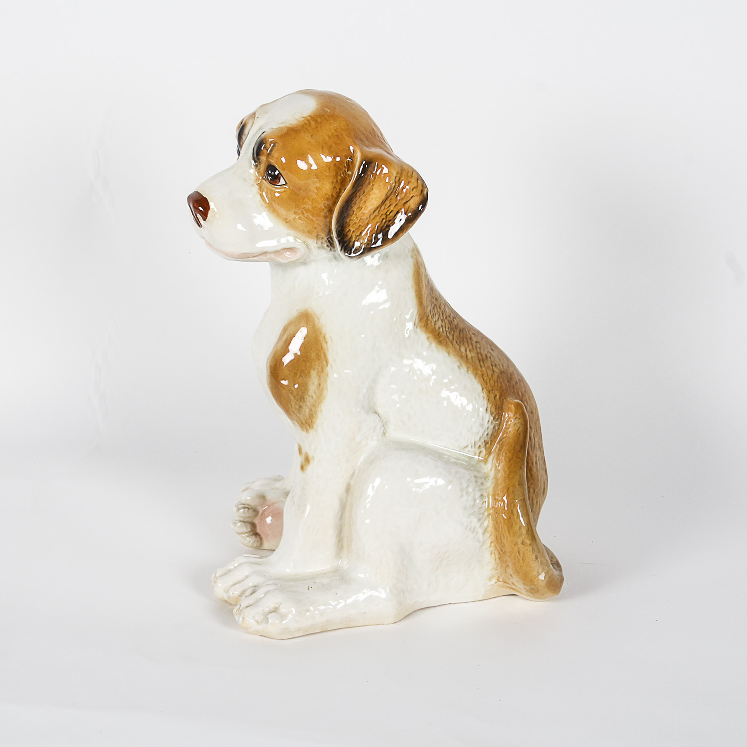 Brown and White Ceramic Dog Figurine
