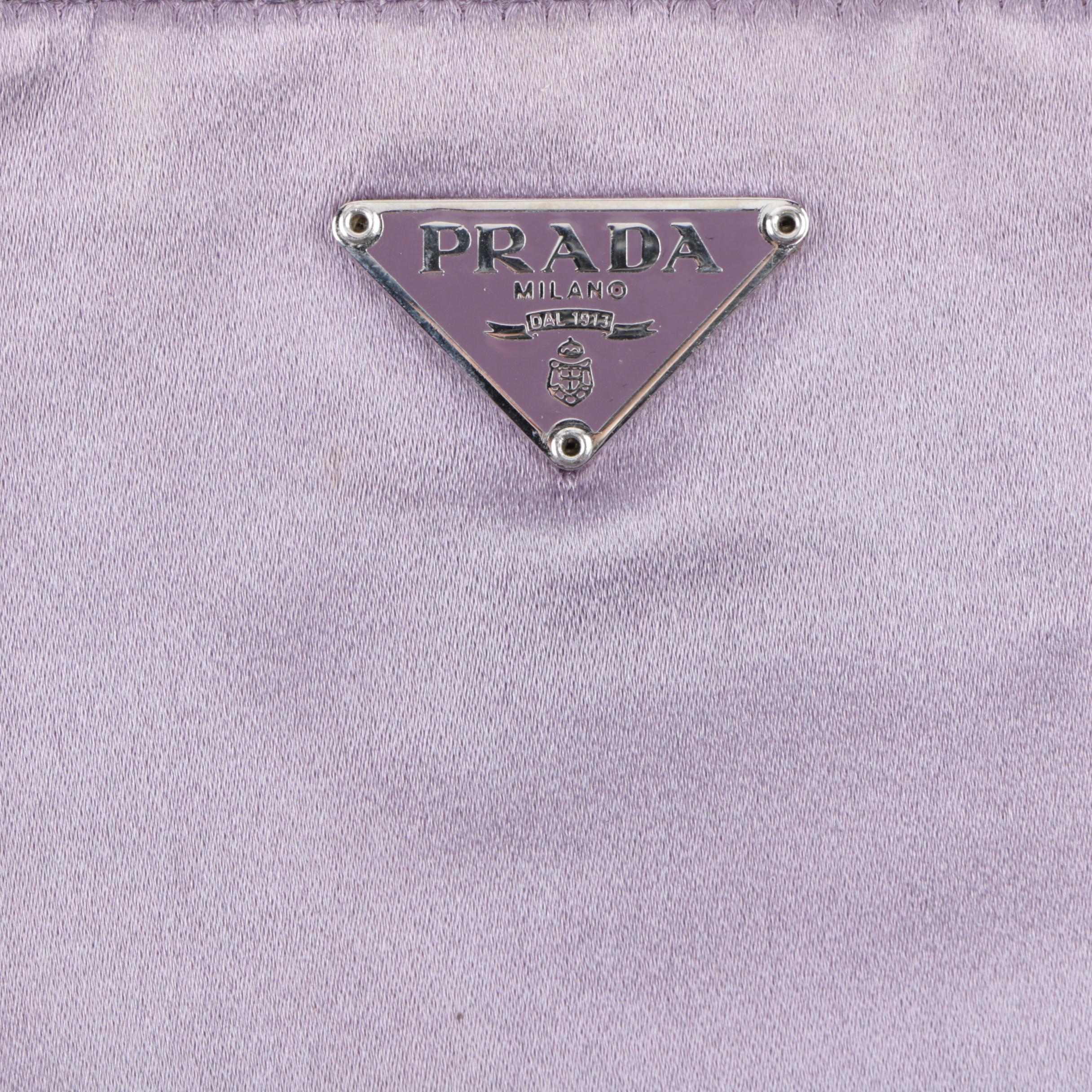 Prada Purple Satin Baguette Bag with Karung Skin Handle