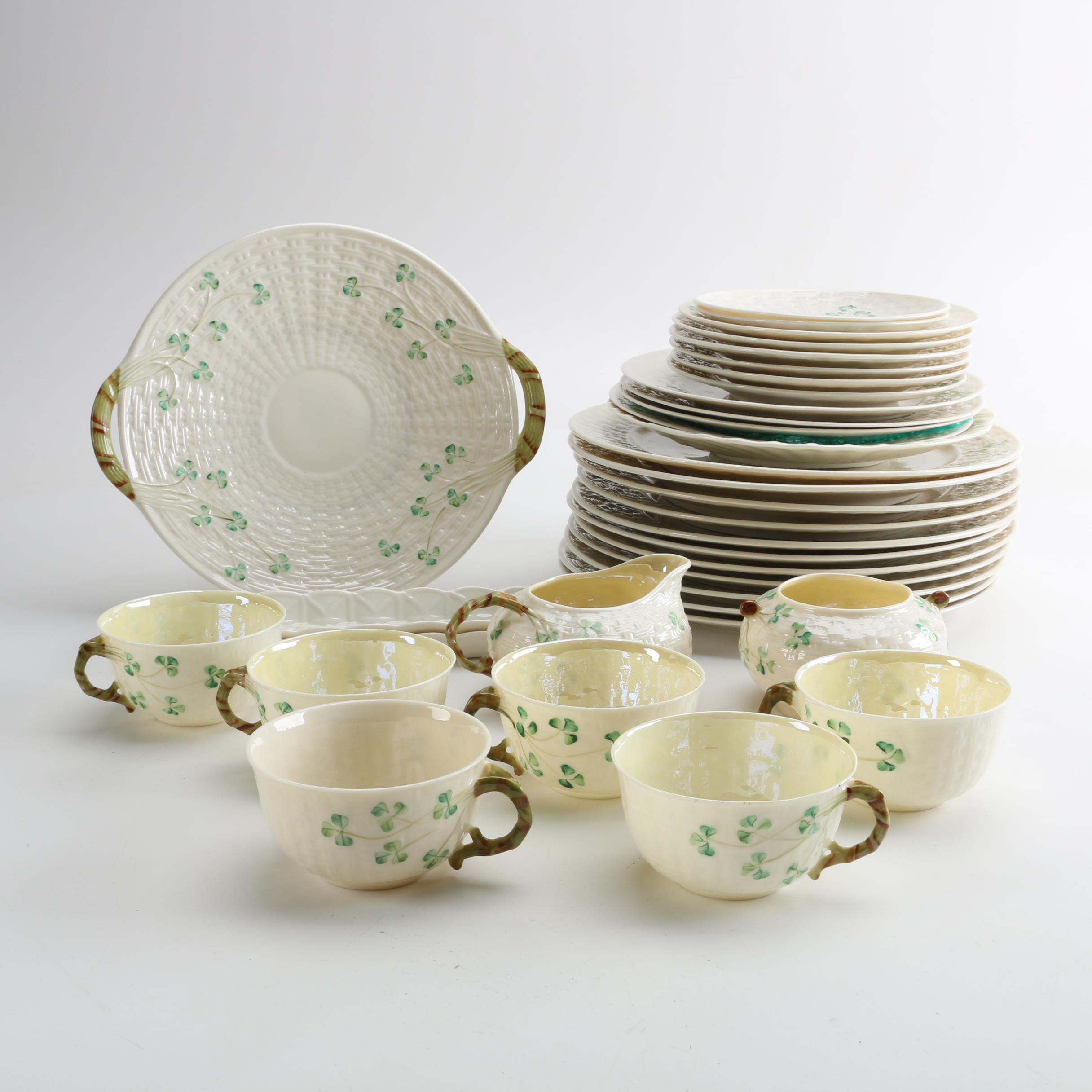 Vintage Belleek "Shamrock" Porcelain Tableware
