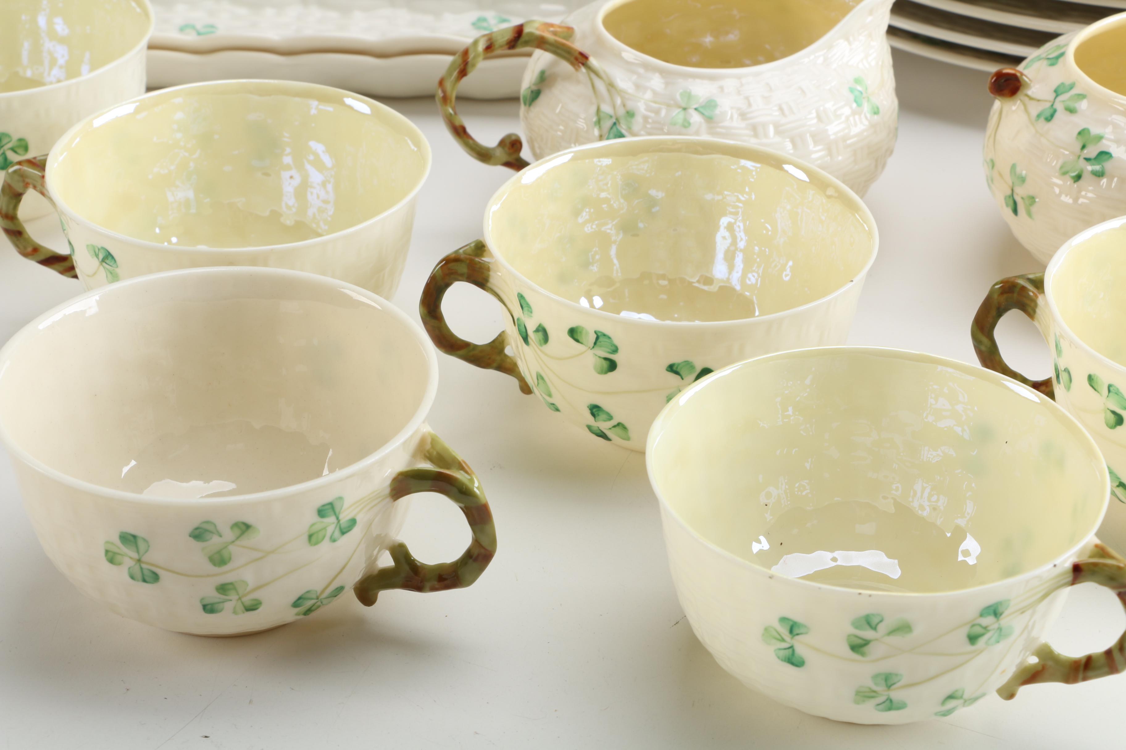 Vintage Belleek "Shamrock" Porcelain Tableware