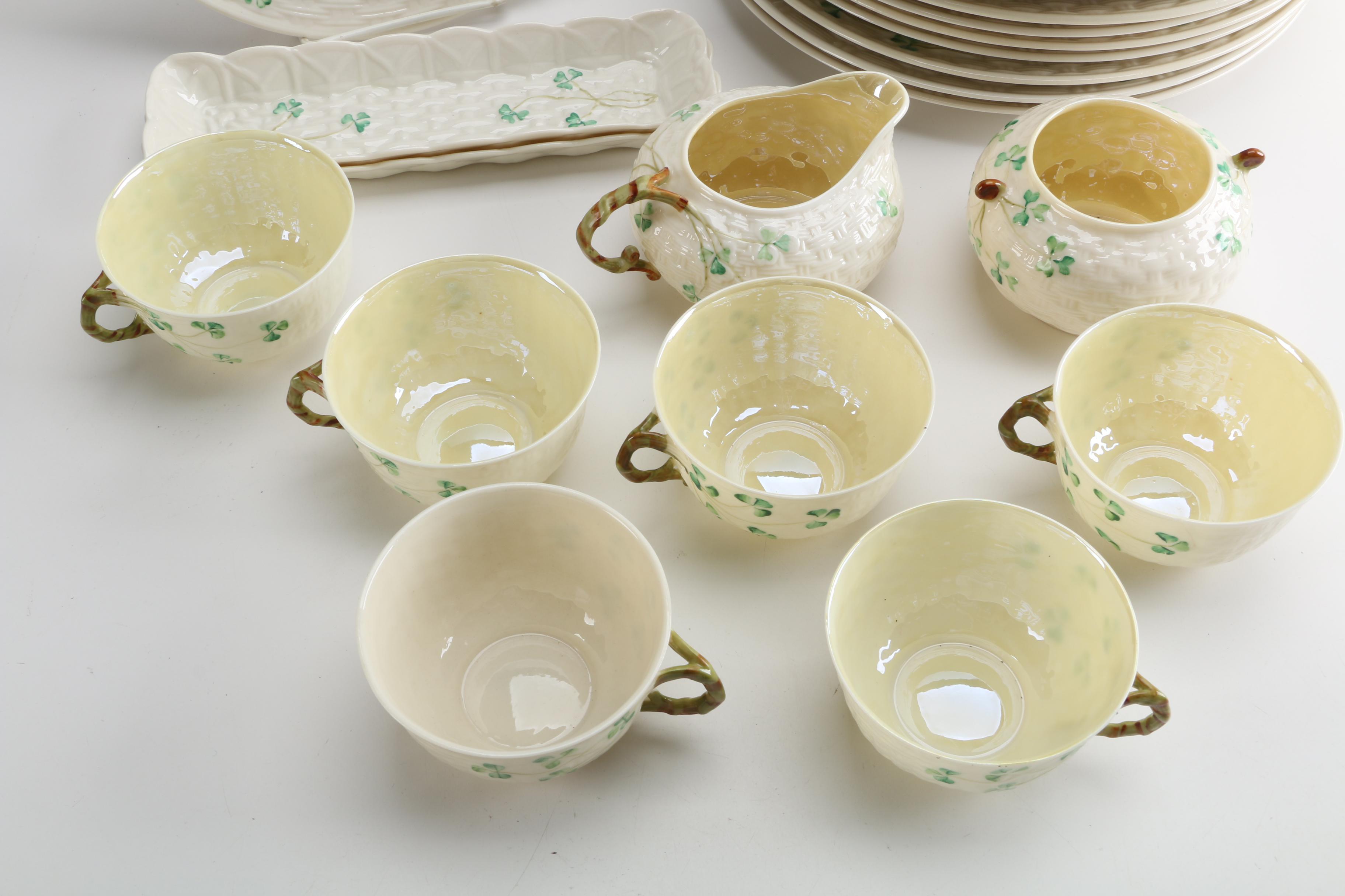 Vintage Belleek "Shamrock" Porcelain Tableware