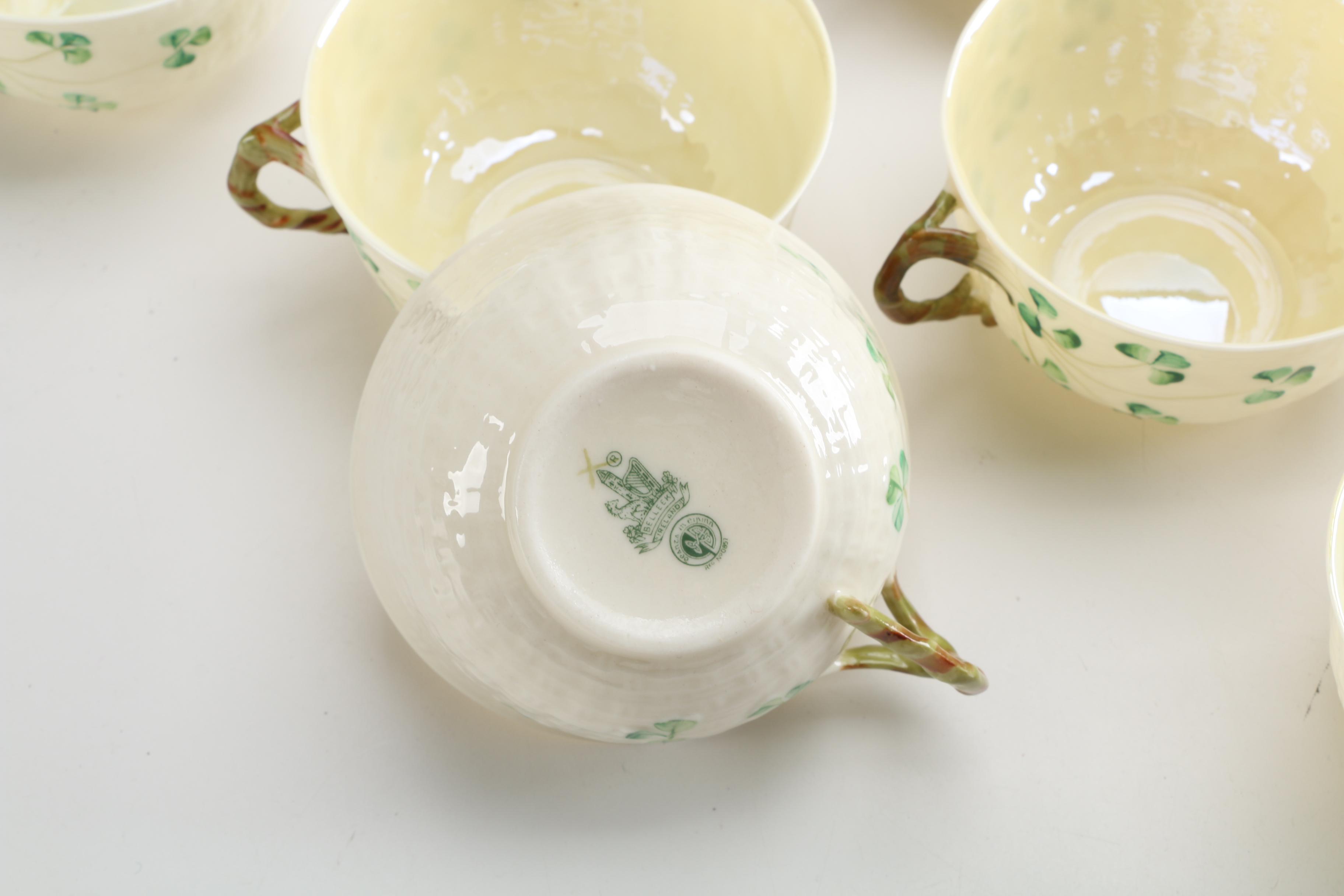 Vintage Belleek "Shamrock" Porcelain Tableware