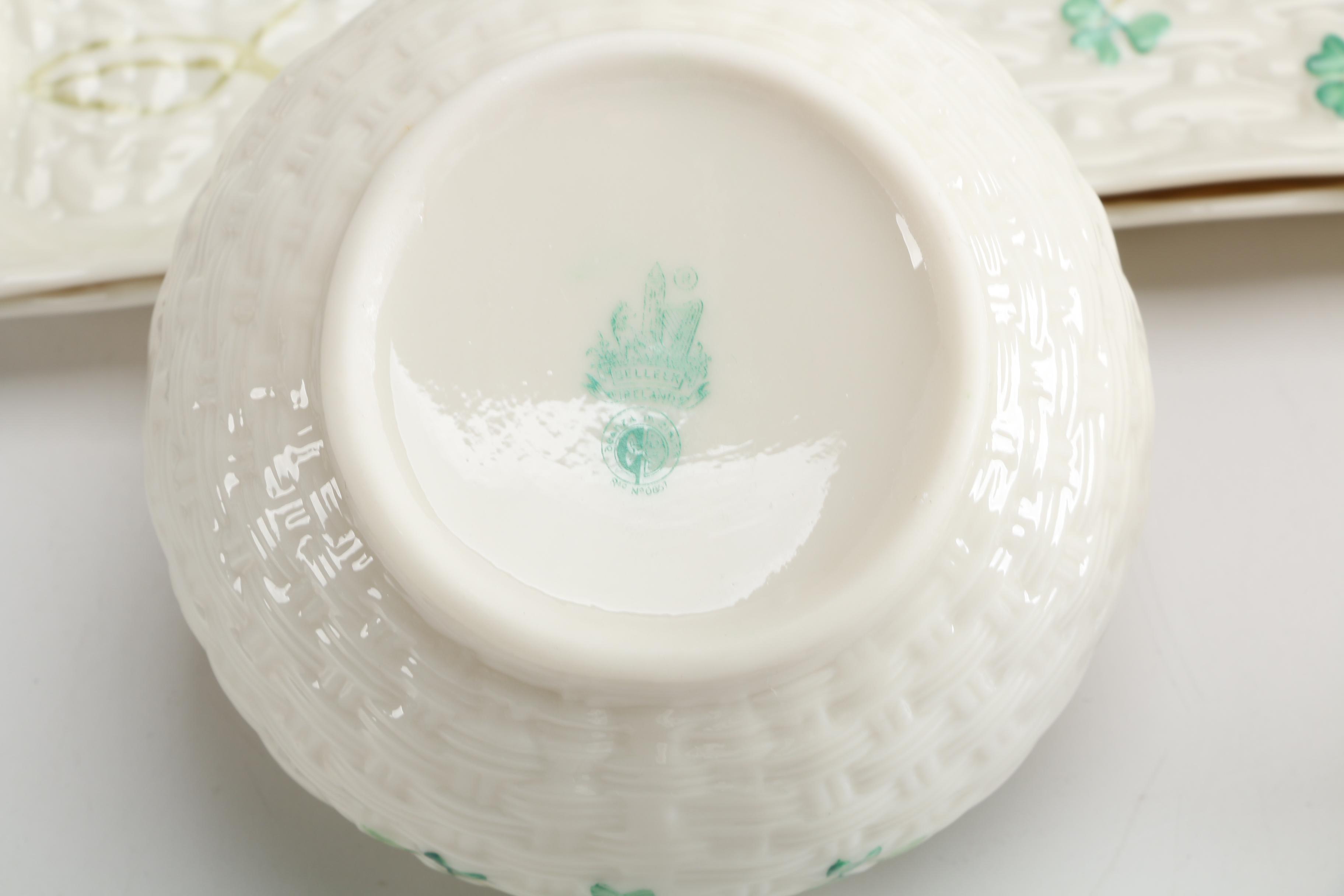 Vintage Belleek "Shamrock" Porcelain Tableware