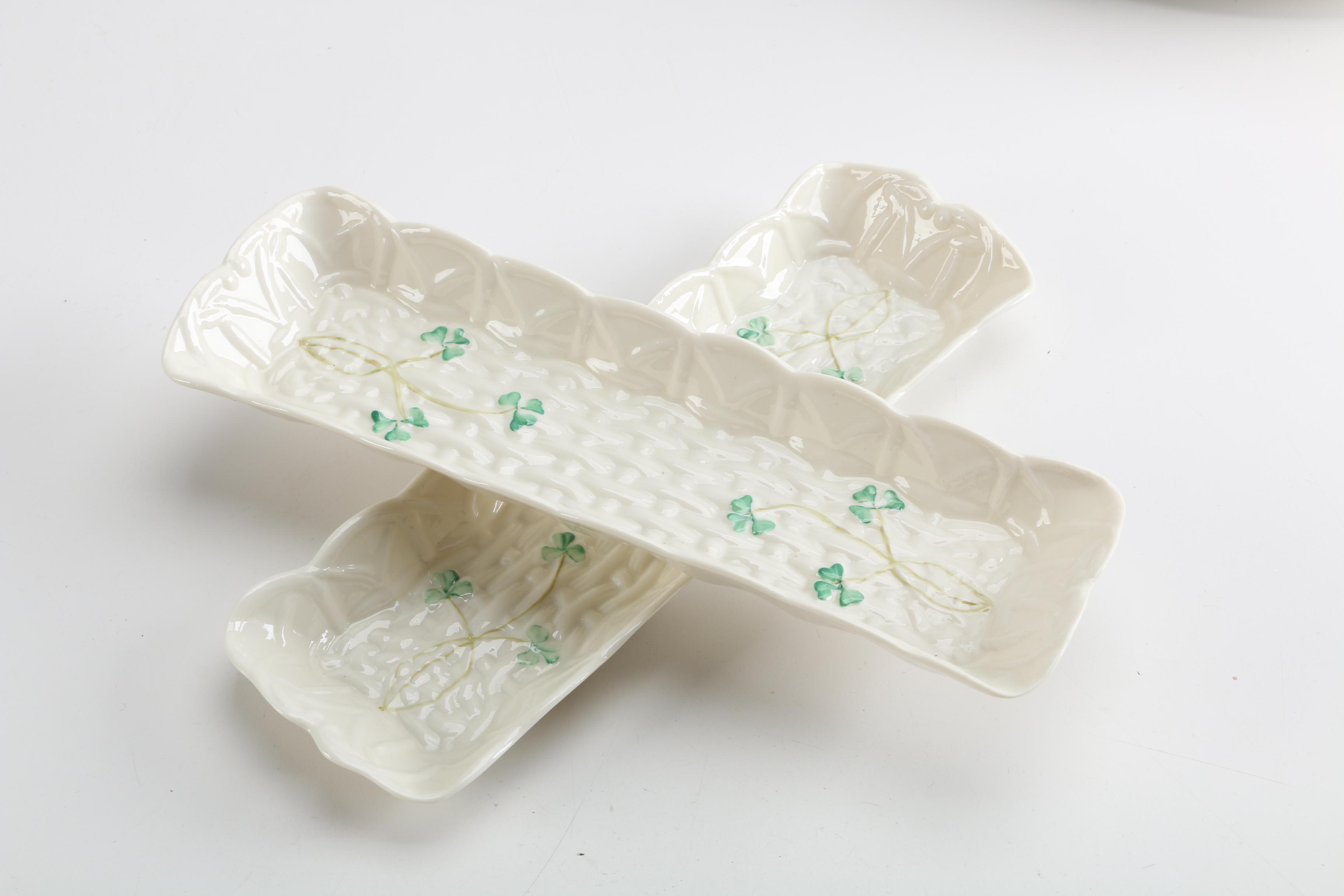 Vintage Belleek "Shamrock" Porcelain Tableware