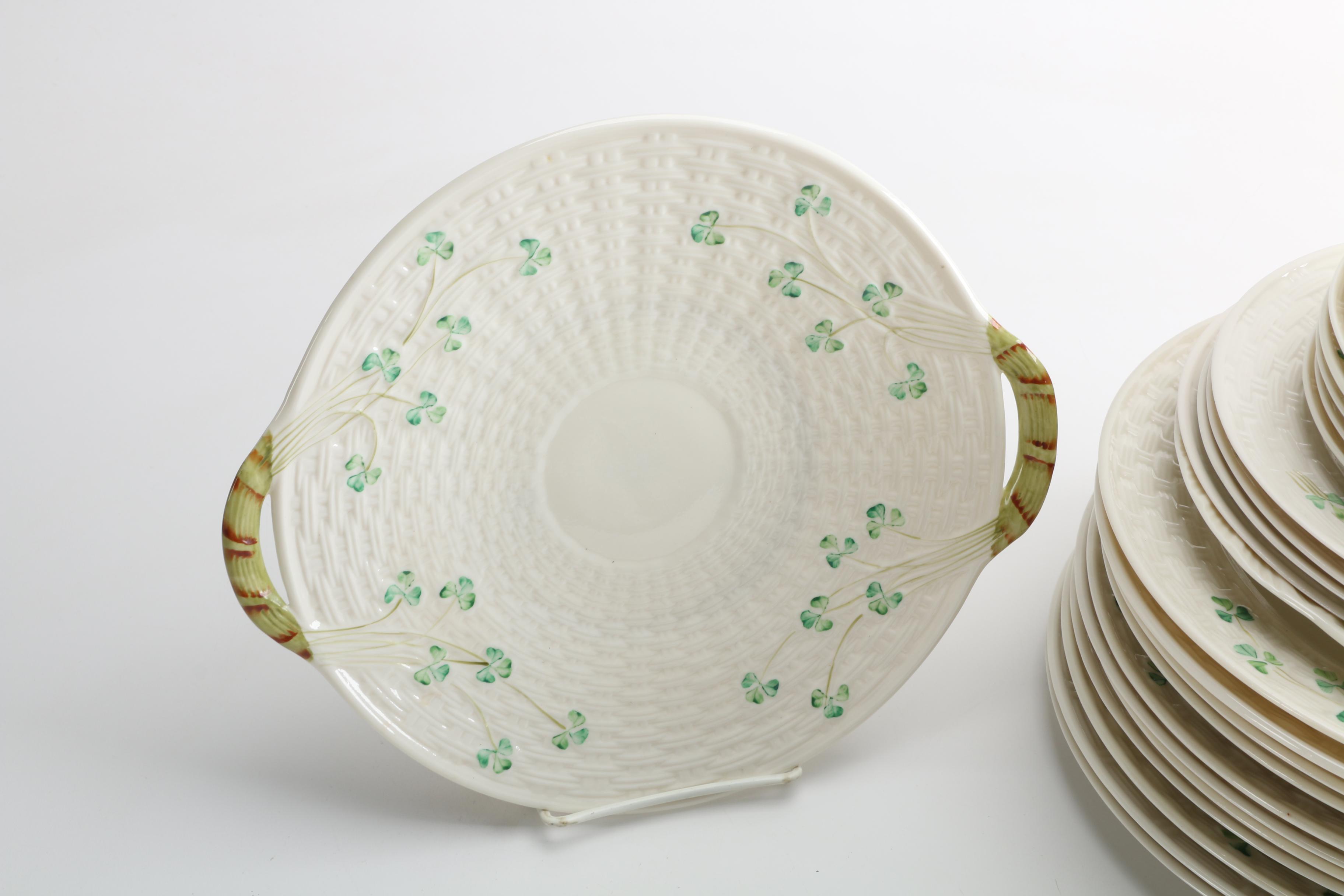 Vintage Belleek "Shamrock" Porcelain Tableware