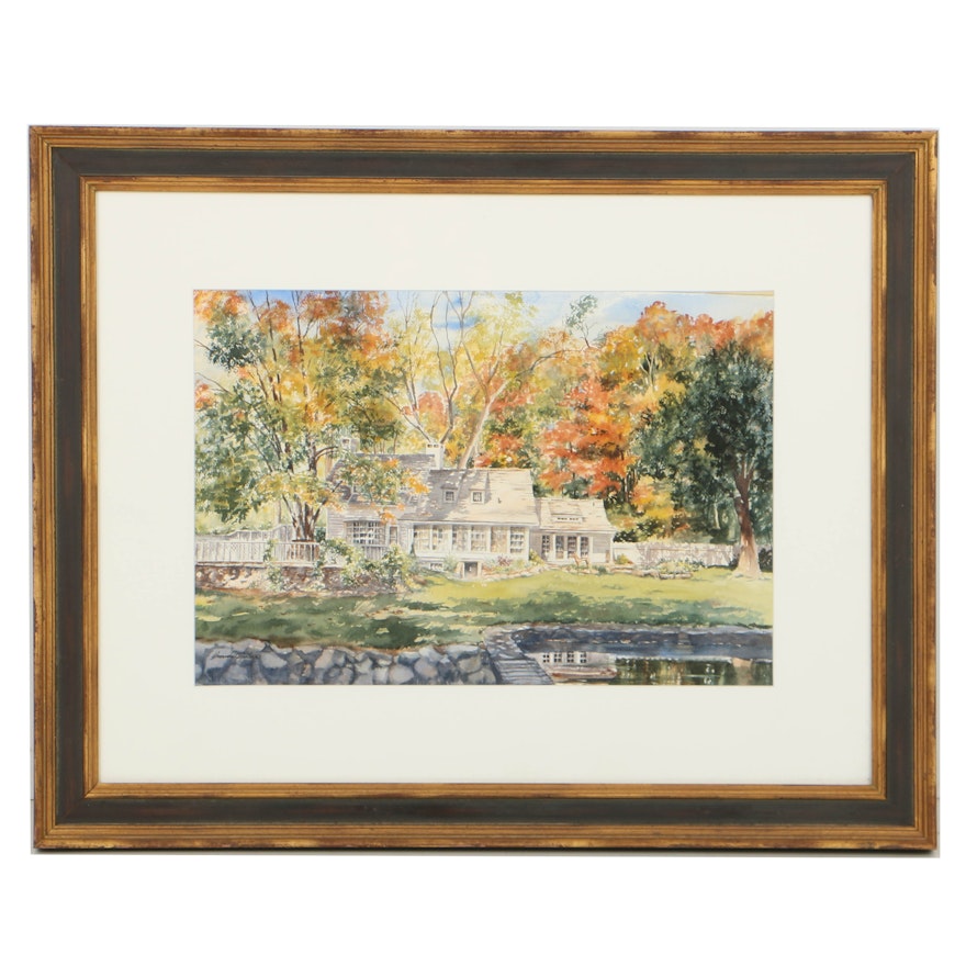 Amanda Epstein Watercolor on Paper of a White House