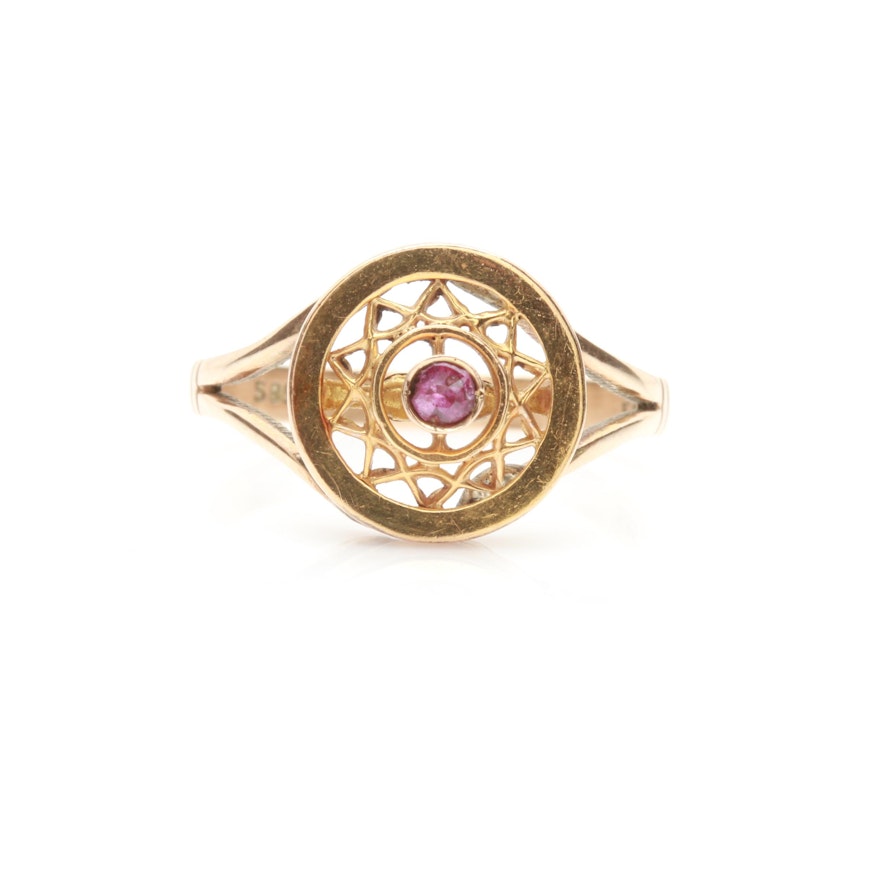 14K and 18K Yellow Gold Ruby Ring