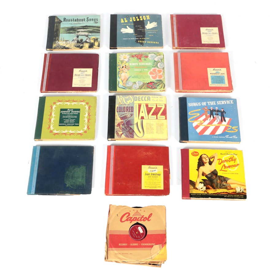 78 RPM Records Including 1941 "An Anthology of Colored Jazz" (Decca A-182)