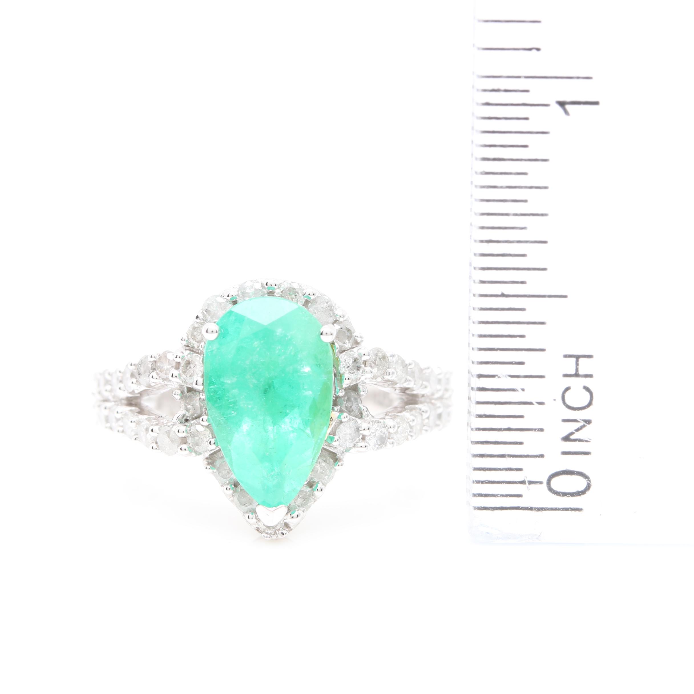 14K White Gold 2.48 CT Emerald and 0.93 CTW Diamond Ring