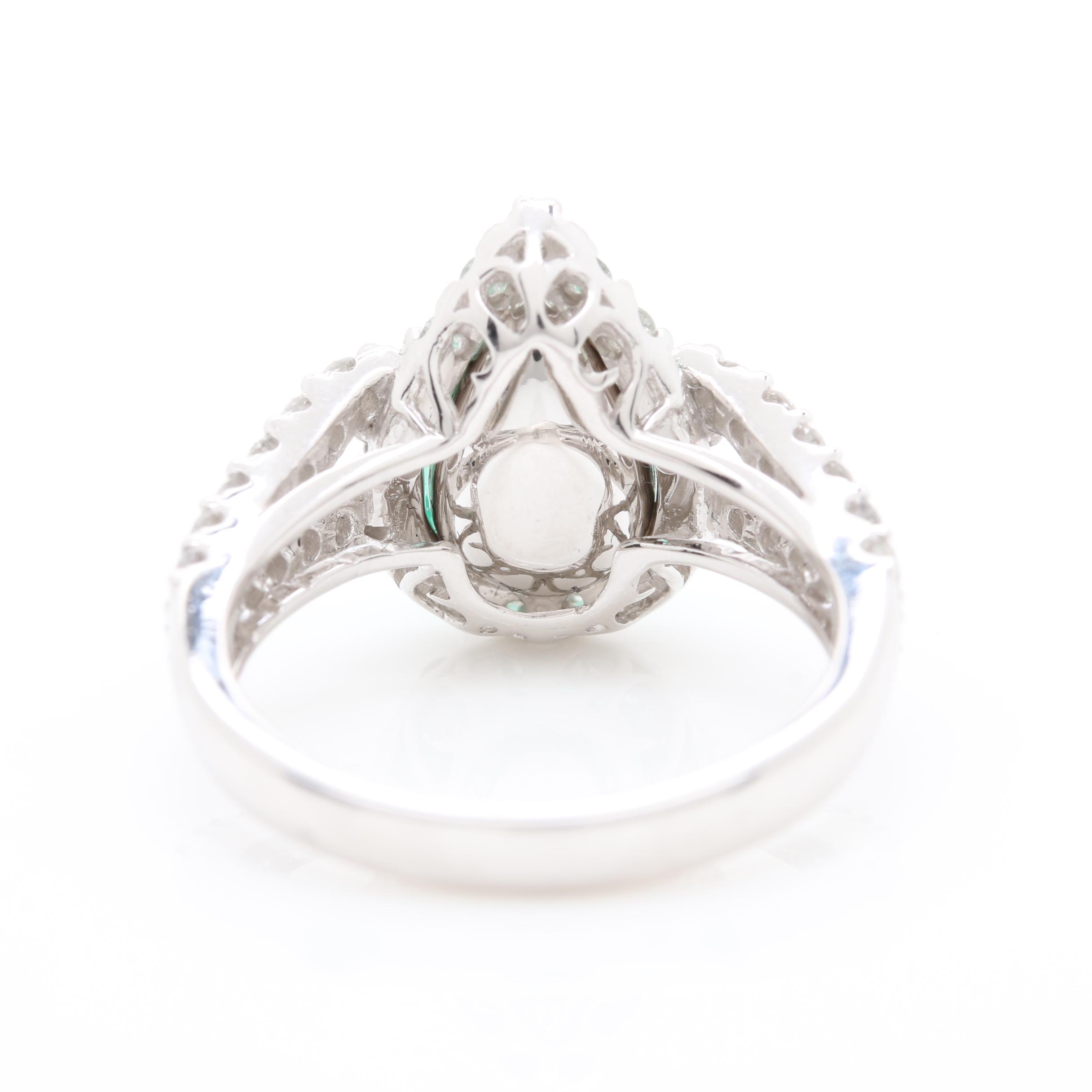 14K White Gold 2.48 CT Emerald and 0.93 CTW Diamond Ring