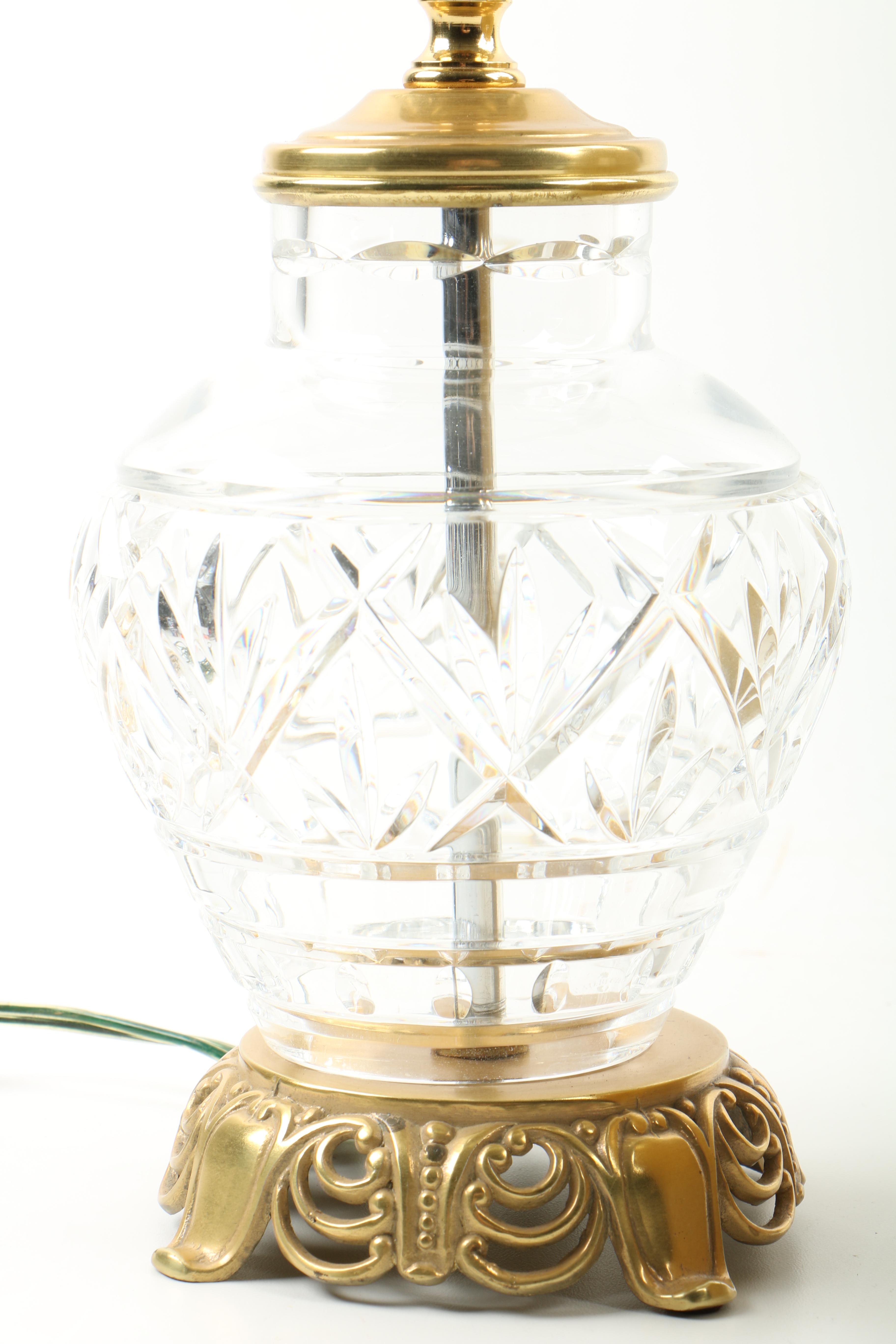 Ethan Allen Yellow Ceramic Table Lamp and Glass Accent Lamp