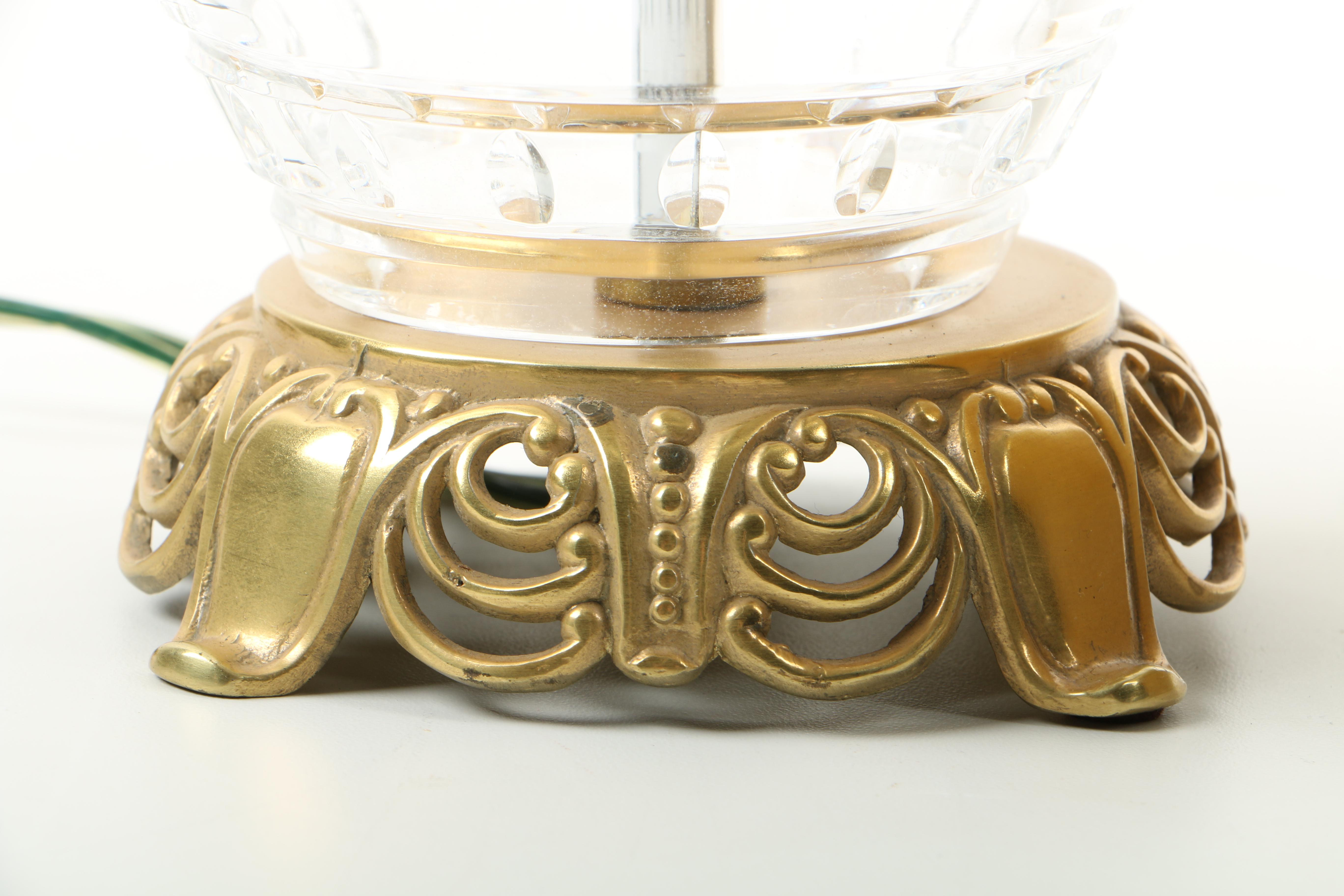 Ethan Allen Yellow Ceramic Table Lamp and Glass Accent Lamp