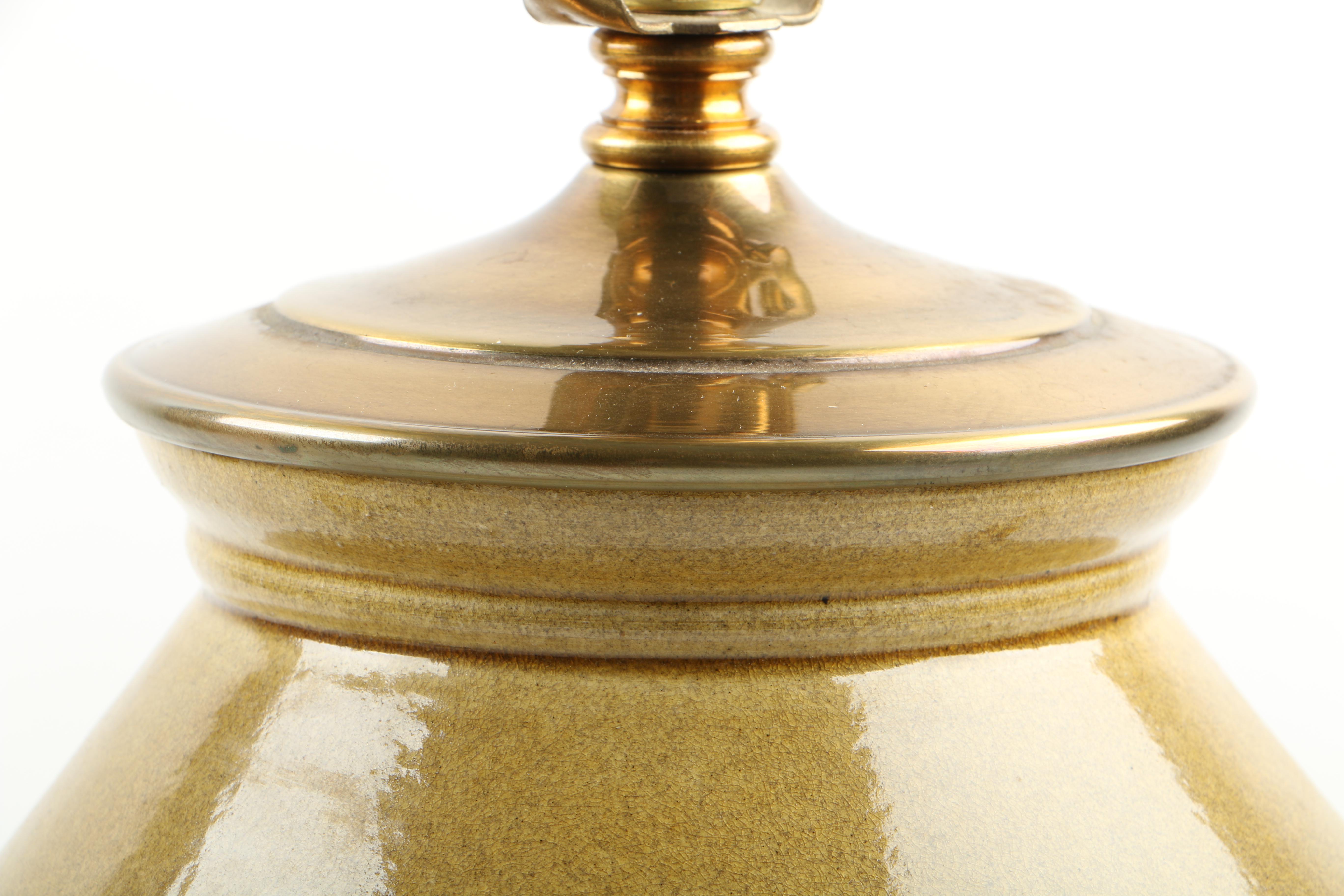 Ethan Allen Yellow Ceramic Table Lamp and Glass Accent Lamp