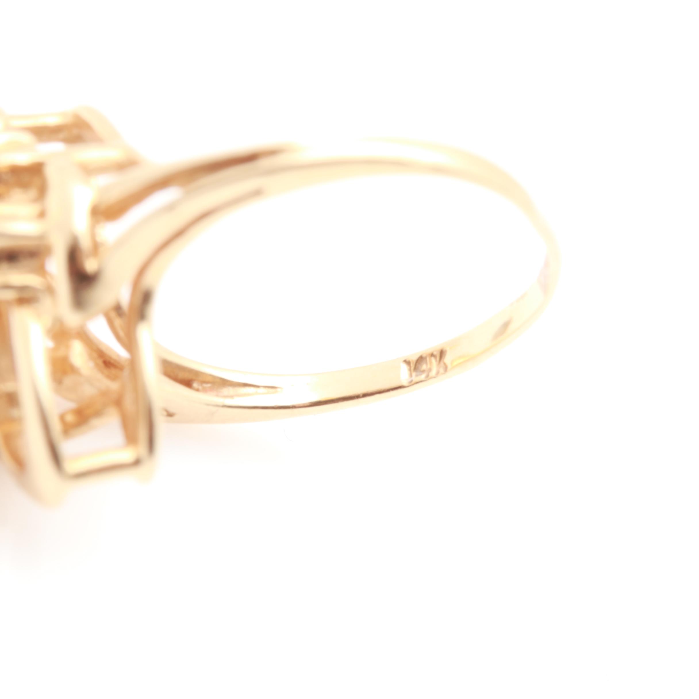 14K Yellow Gold Amethyst and Diamond Ring