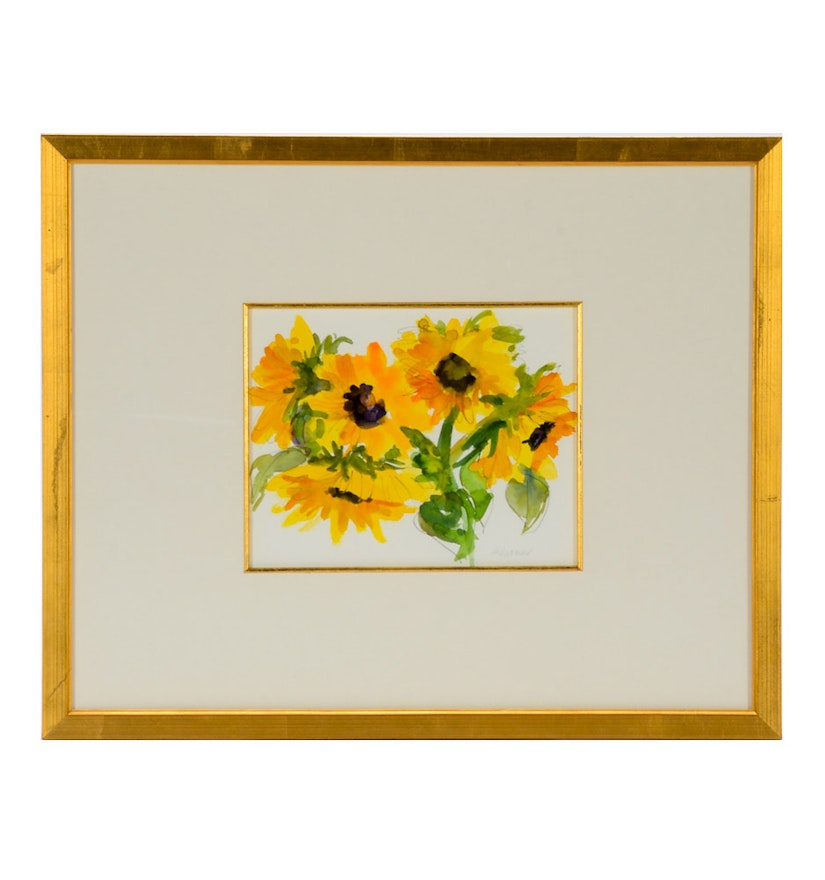 Ann Kromer Original Watercolor Painting "More Sunflowers"