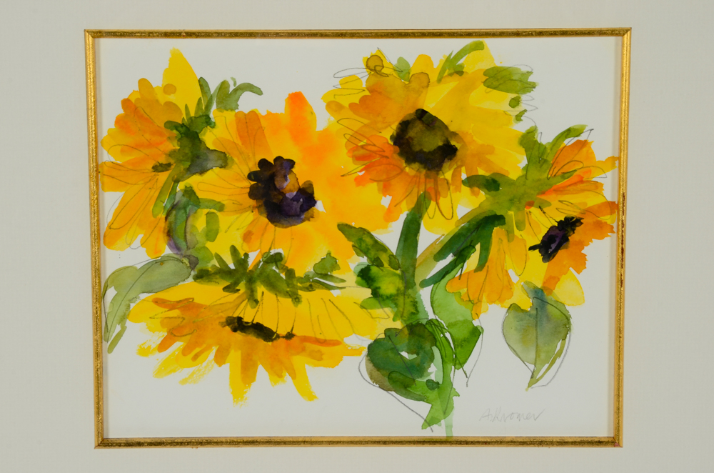 Ann Kromer Original Watercolor Painting "More Sunflowers"