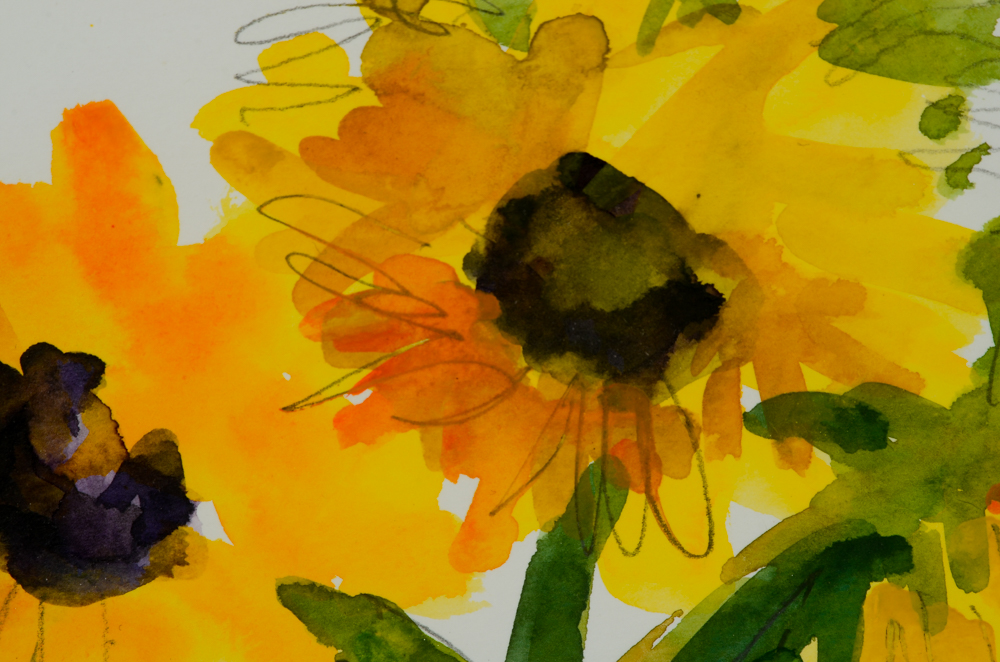 Ann Kromer Original Watercolor Painting "More Sunflowers"
