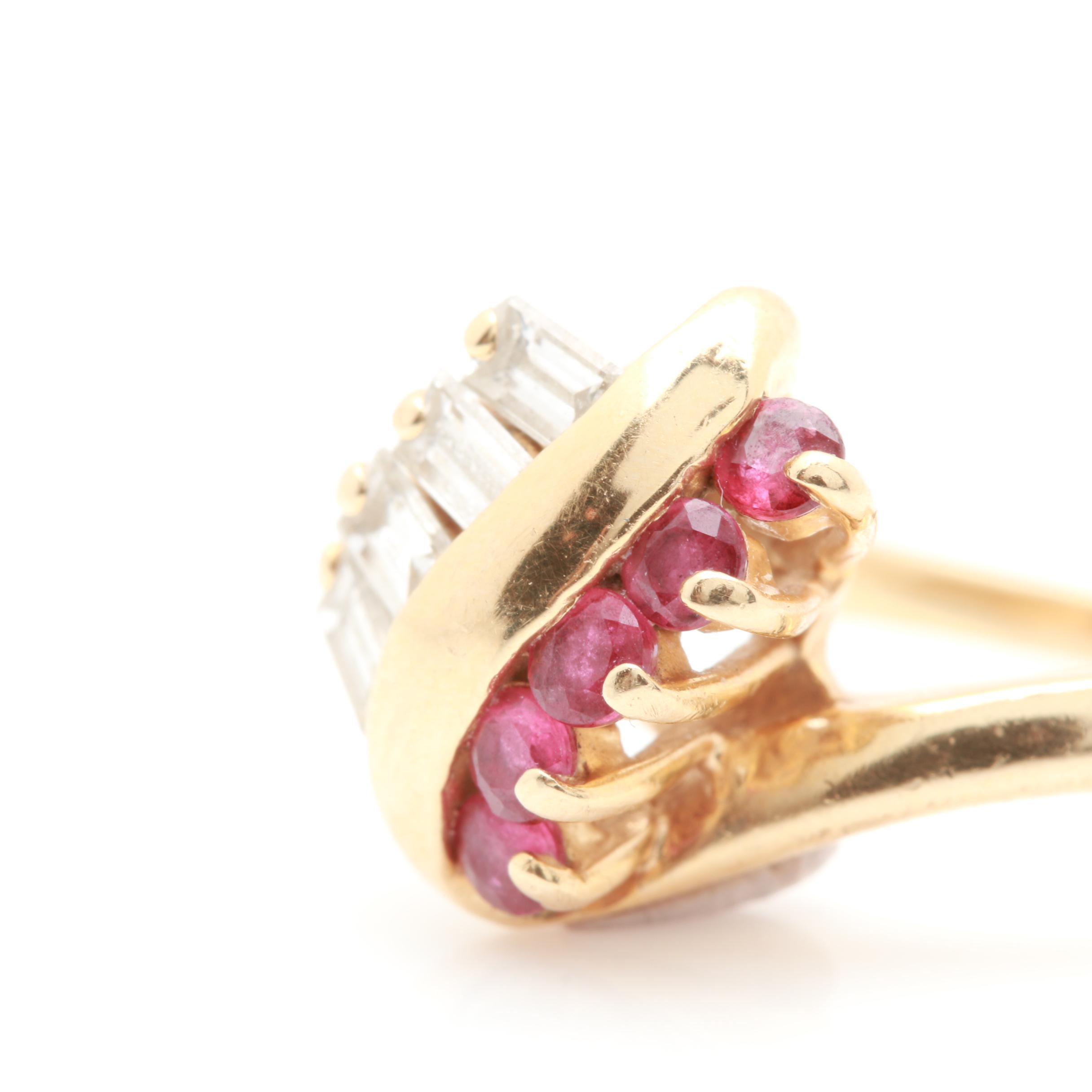 14K Yellow Gold Ruby and Diamond Ring
