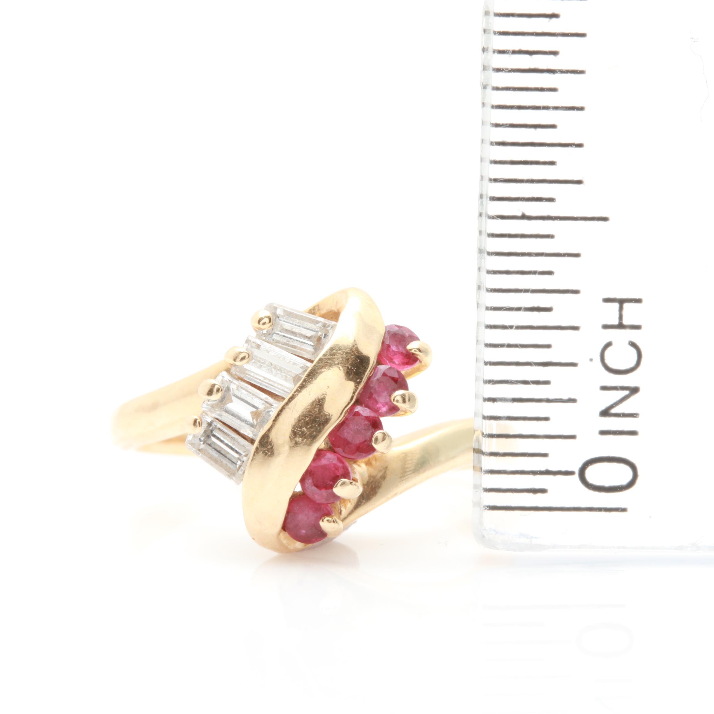 14K Yellow Gold Ruby and Diamond Ring