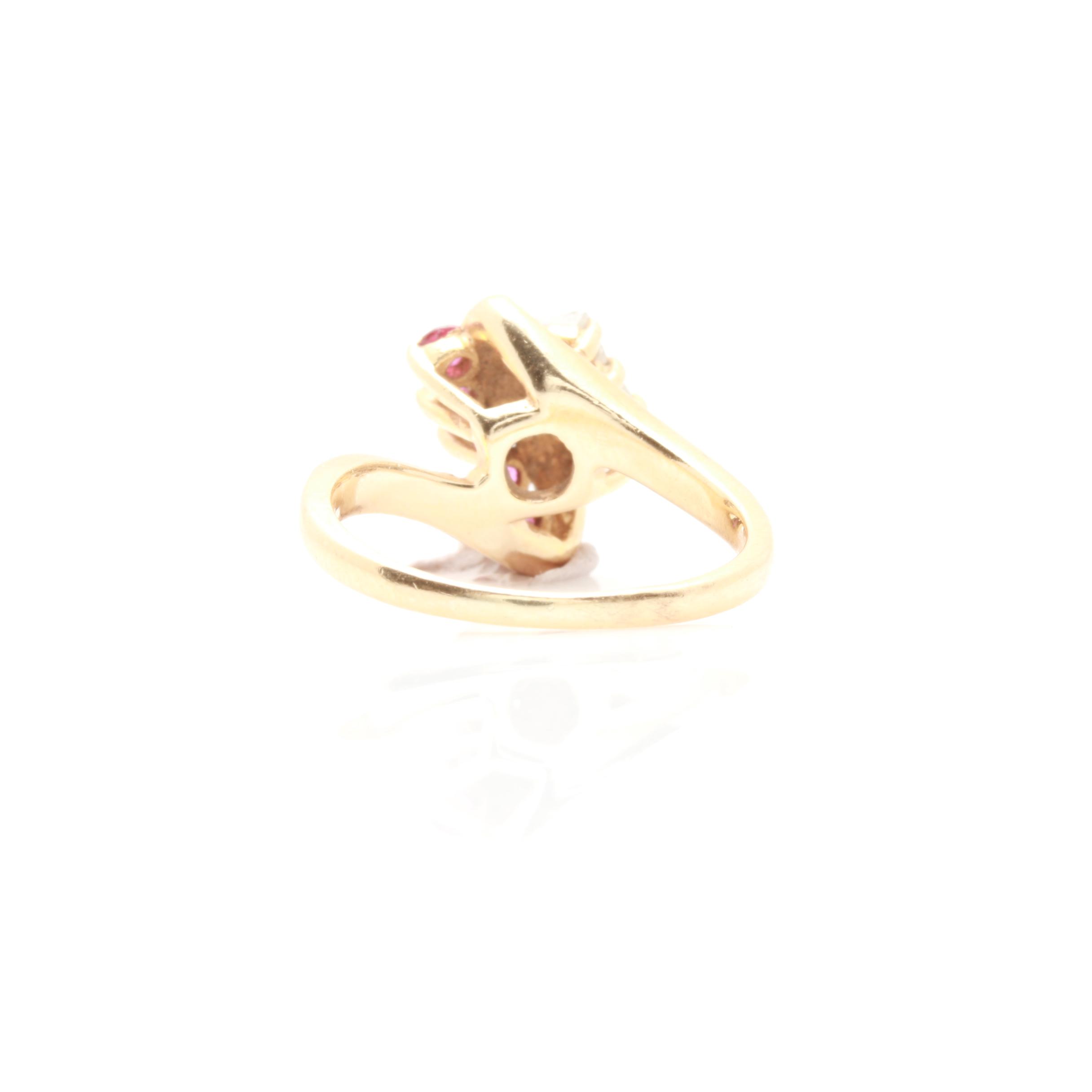 14K Yellow Gold Ruby and Diamond Ring
