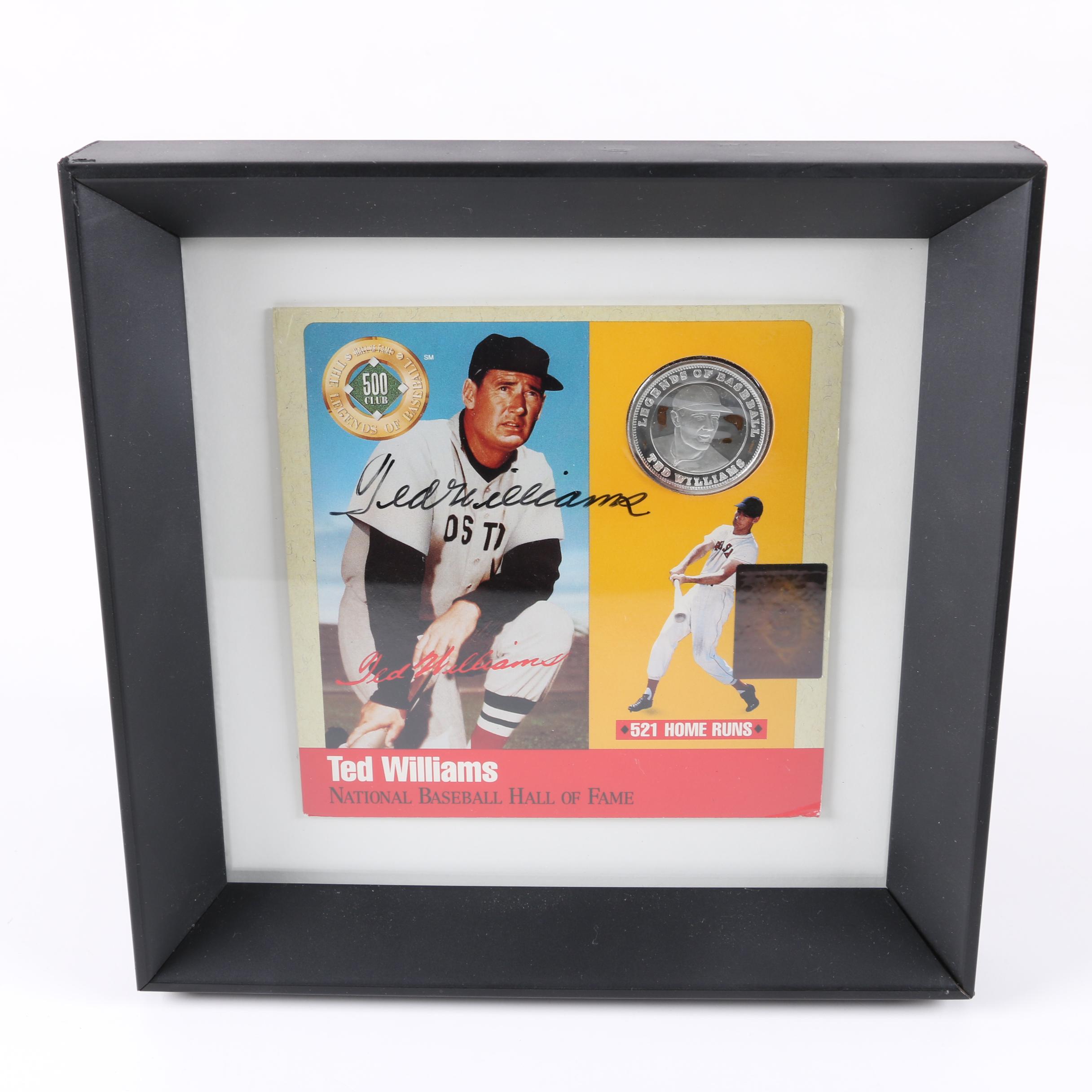 Ted Williams Autographed 500 Club Silver Coin Display