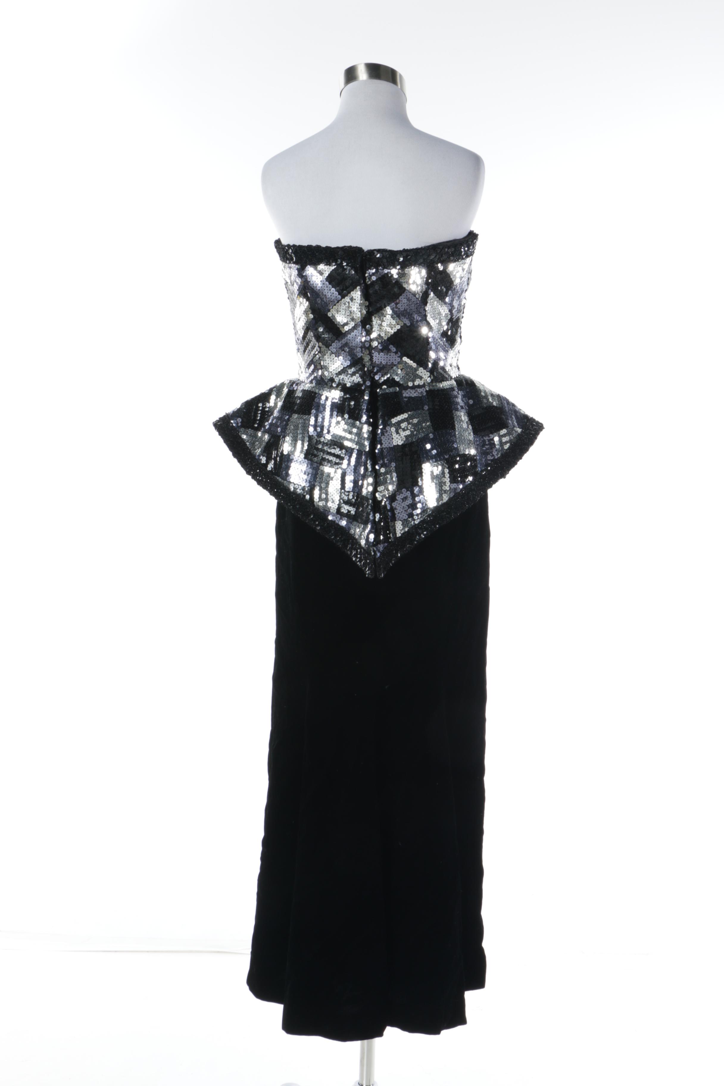 Vintage Victor Costa Strapless Sequin Dress