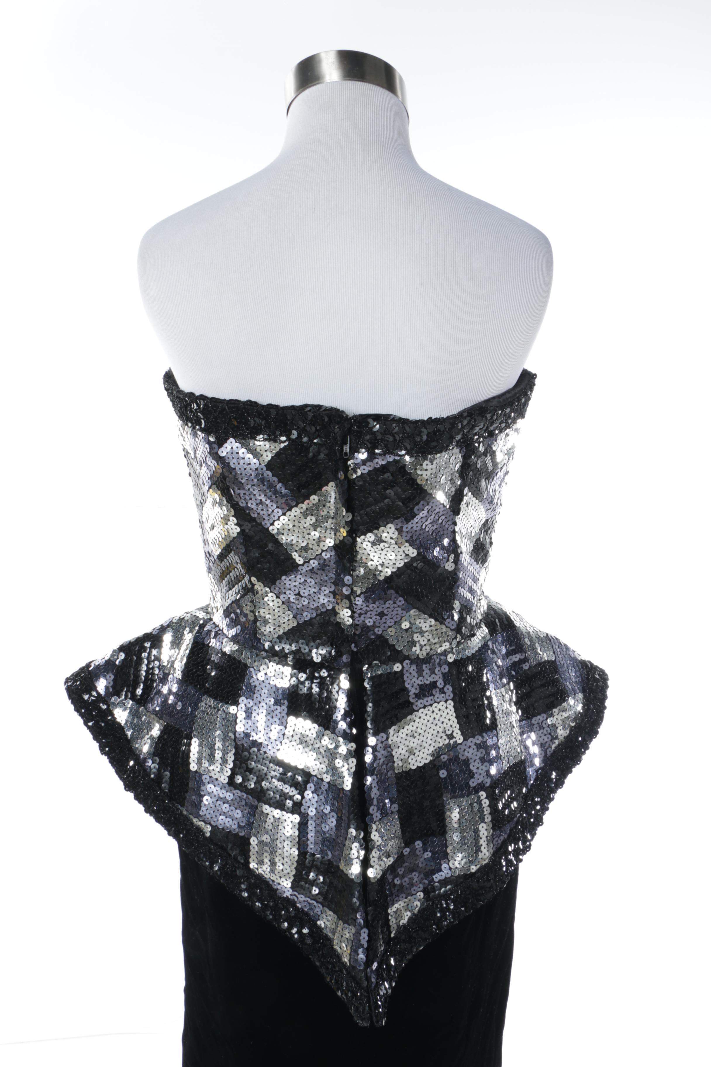 Vintage Victor Costa Strapless Sequin Dress