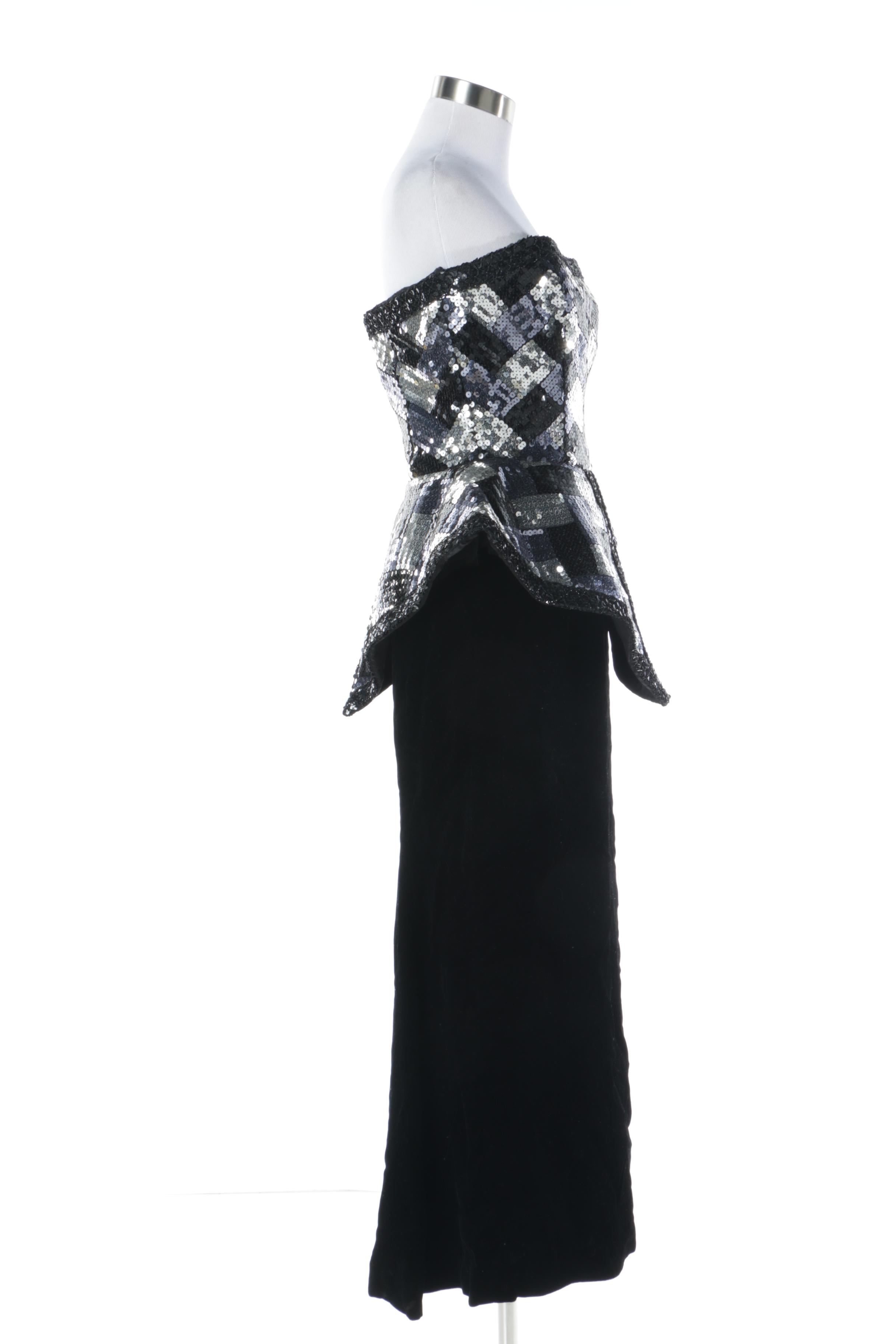 Vintage Victor Costa Strapless Sequin Dress