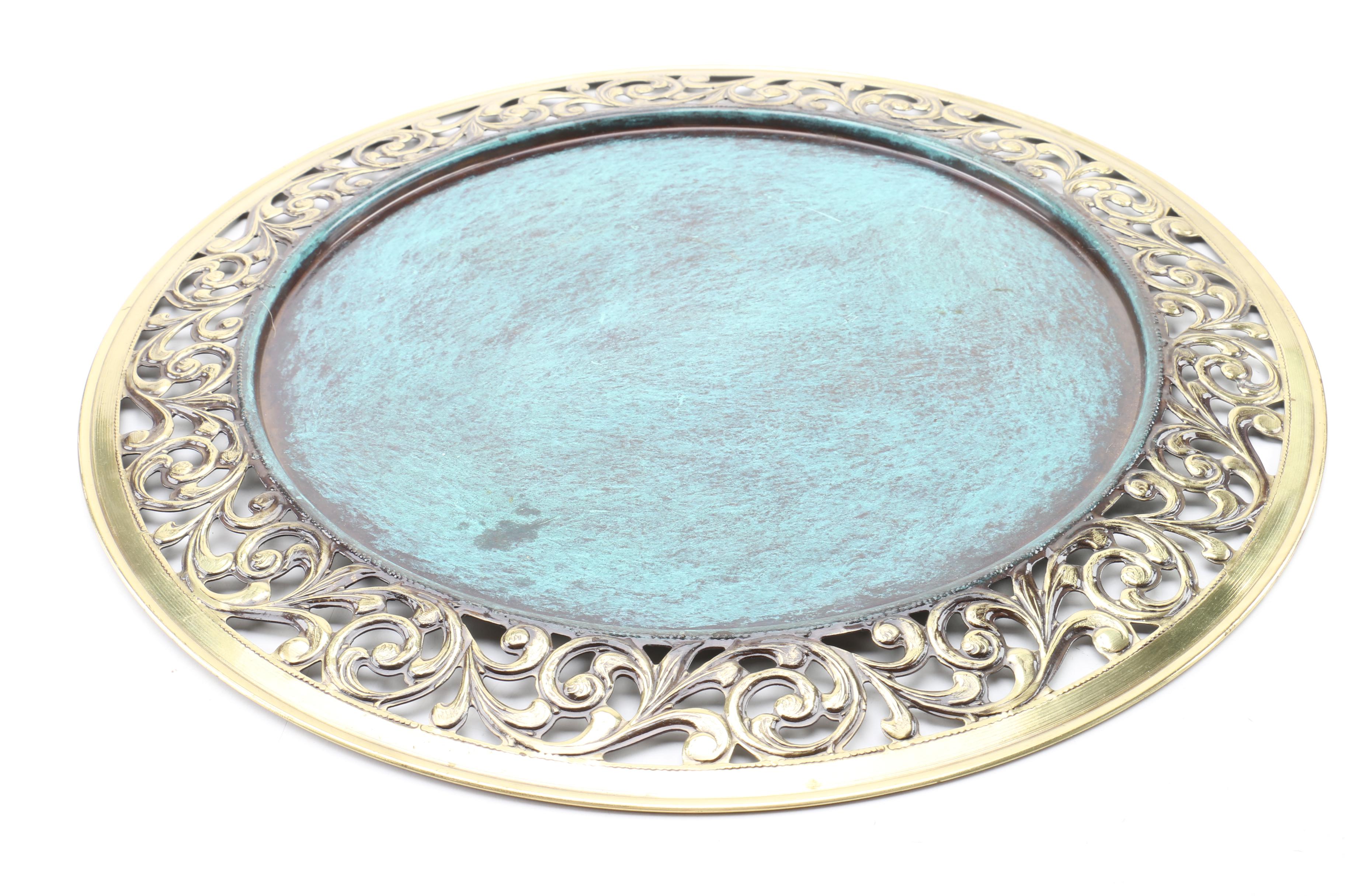 Vintage Verdis Gris Enamel Stemware and Tray