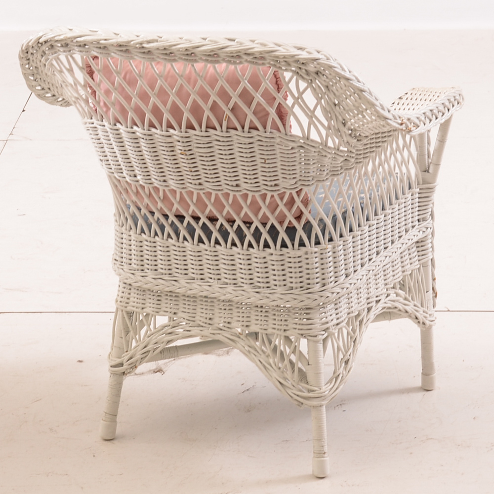 White Wicker Rocking Chair and Armchair