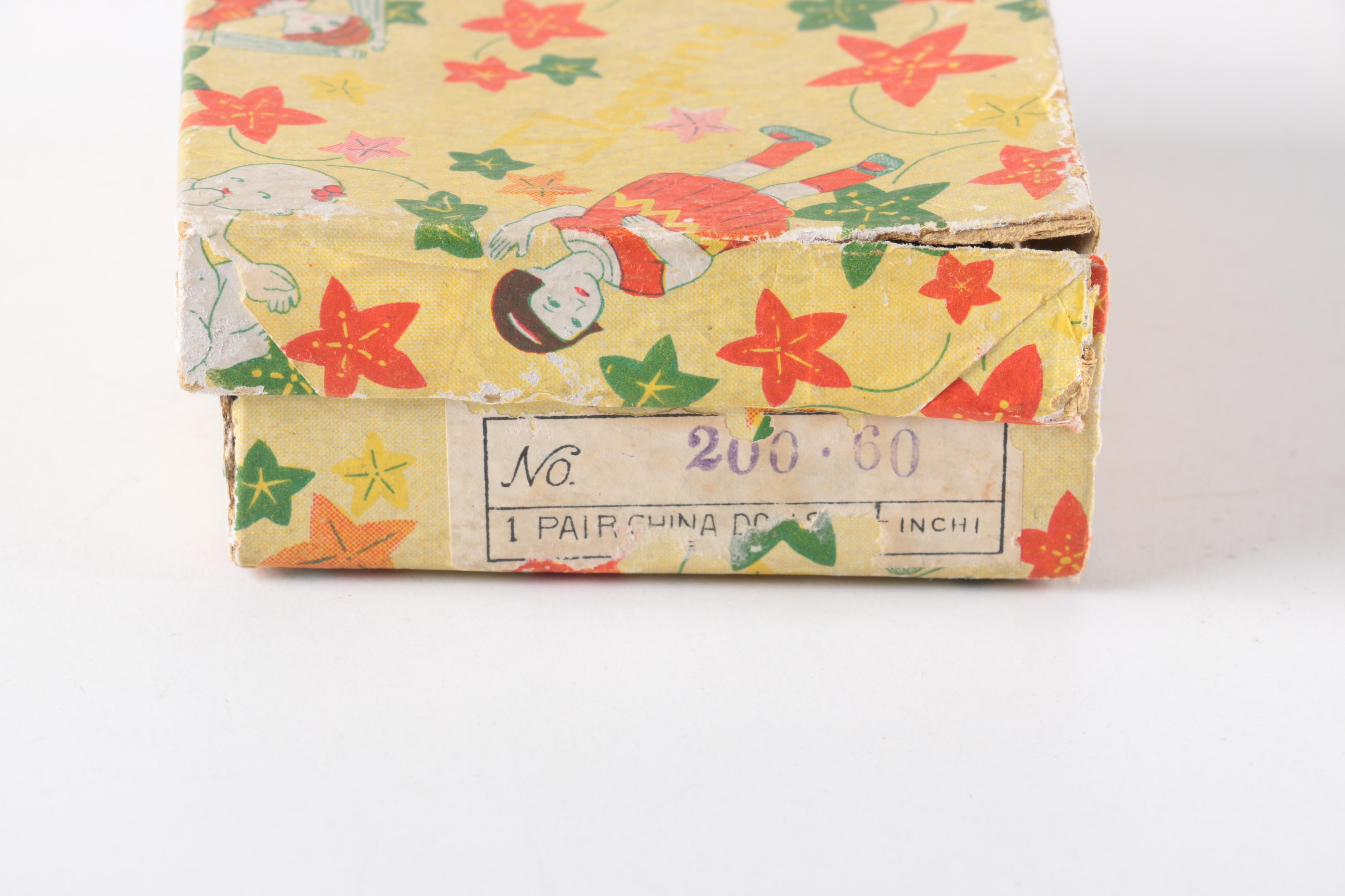 Pair of Wooden China Sleeping Dolls