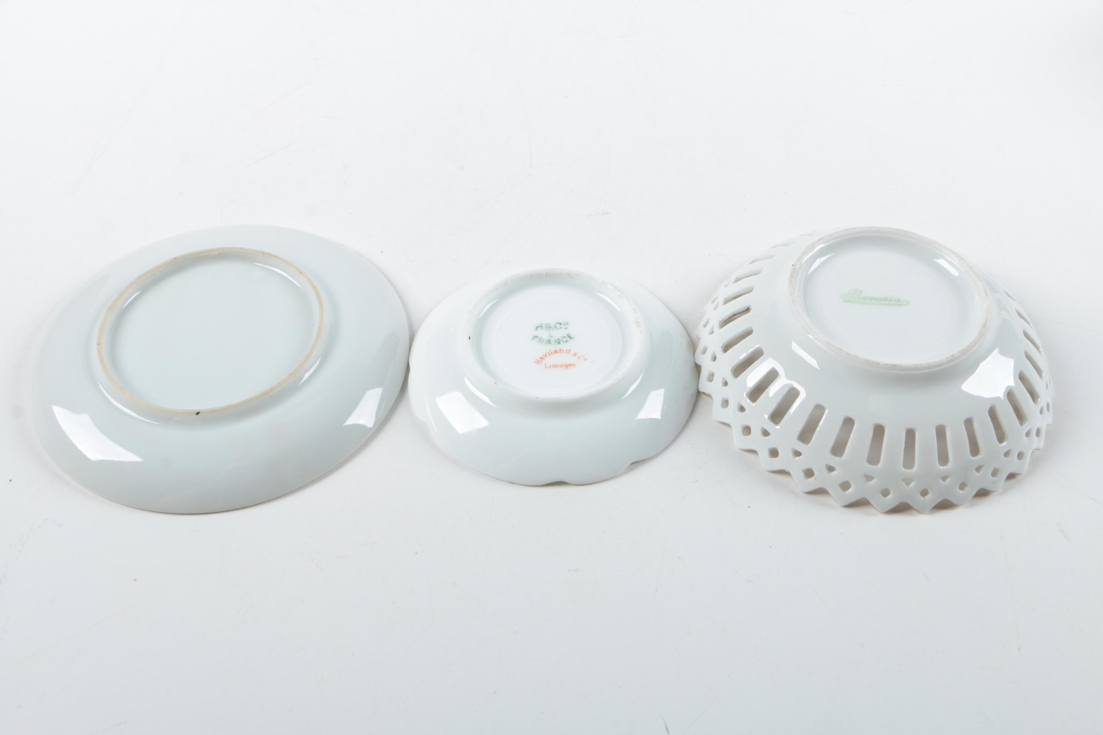 Royal Chelsea "Golden Rose" Saucers with Silver Plate Spoon and Other Tableware