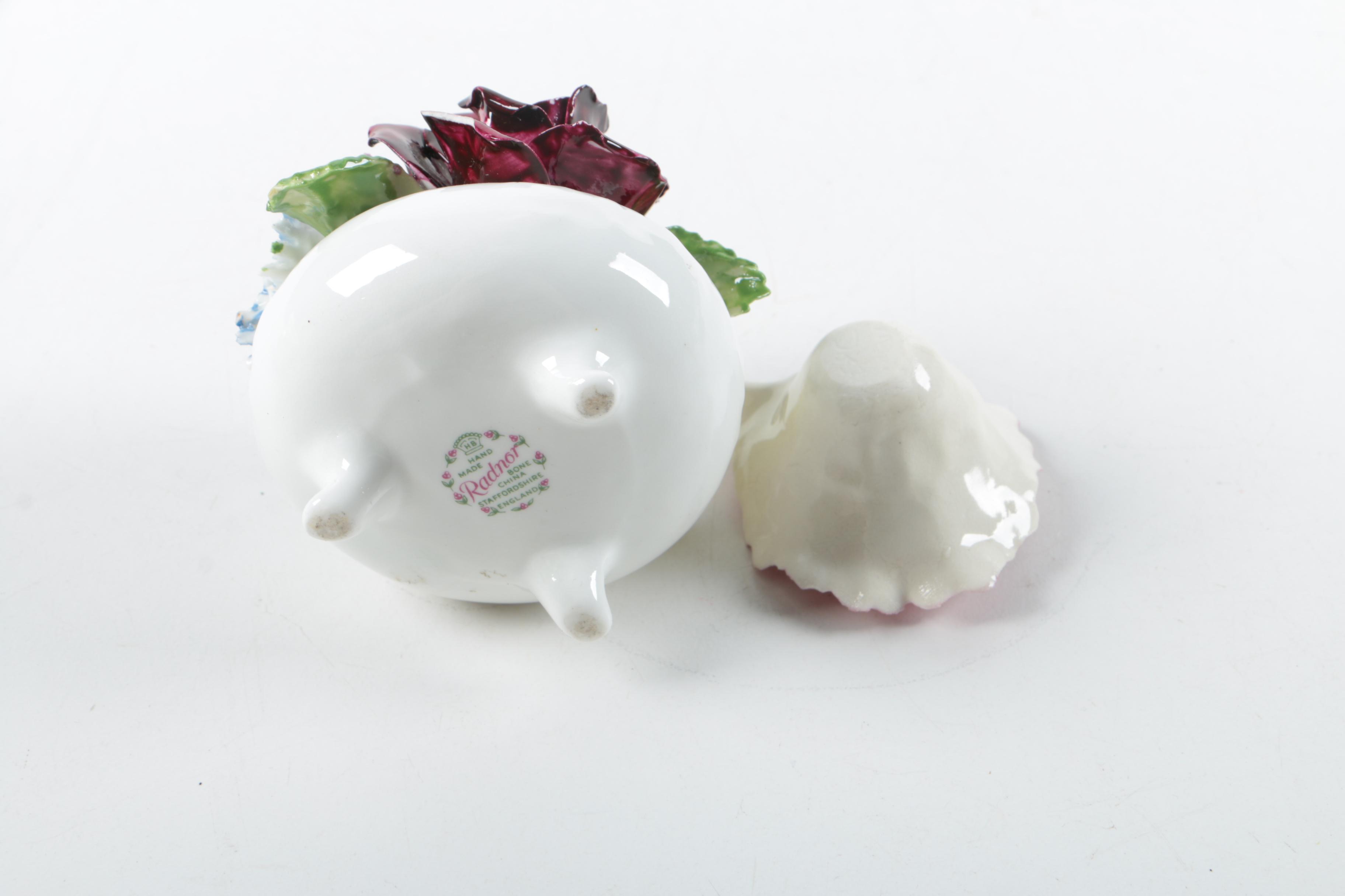 Royal Chelsea "Golden Rose" Saucers with Silver Plate Spoon and Other Tableware