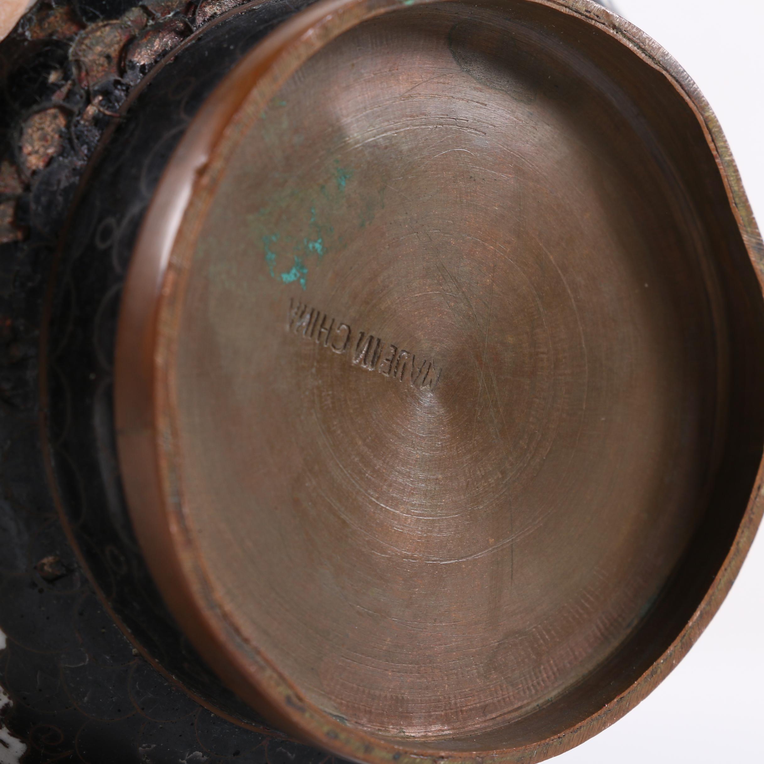 Chinese  Black and White Cloisonné Vases