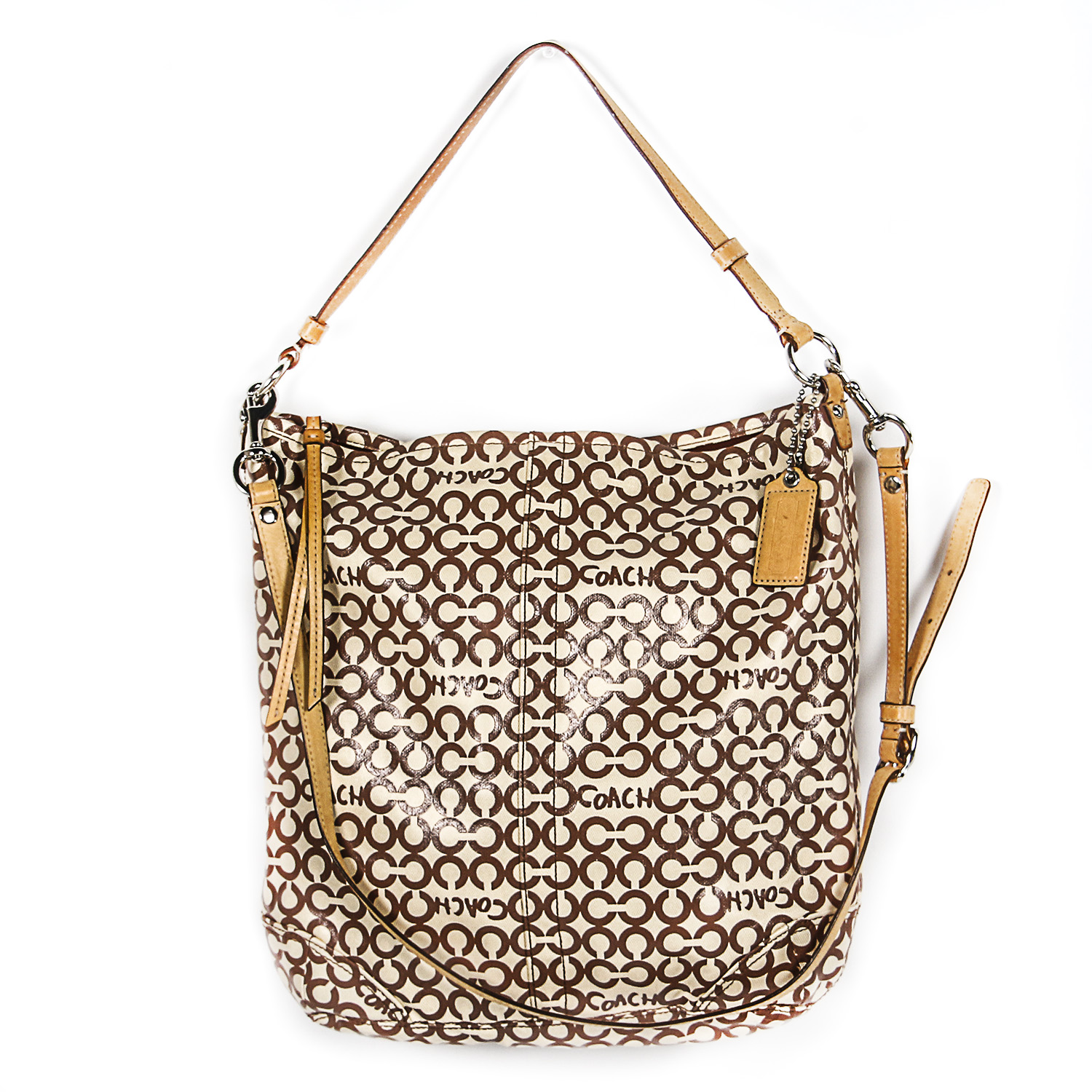 Coach Signature Op Art Leah Coated Canvas Handbag