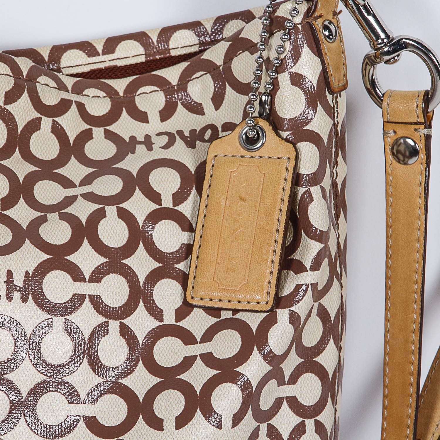 Coach Signature Op Art Leah Coated Canvas Handbag