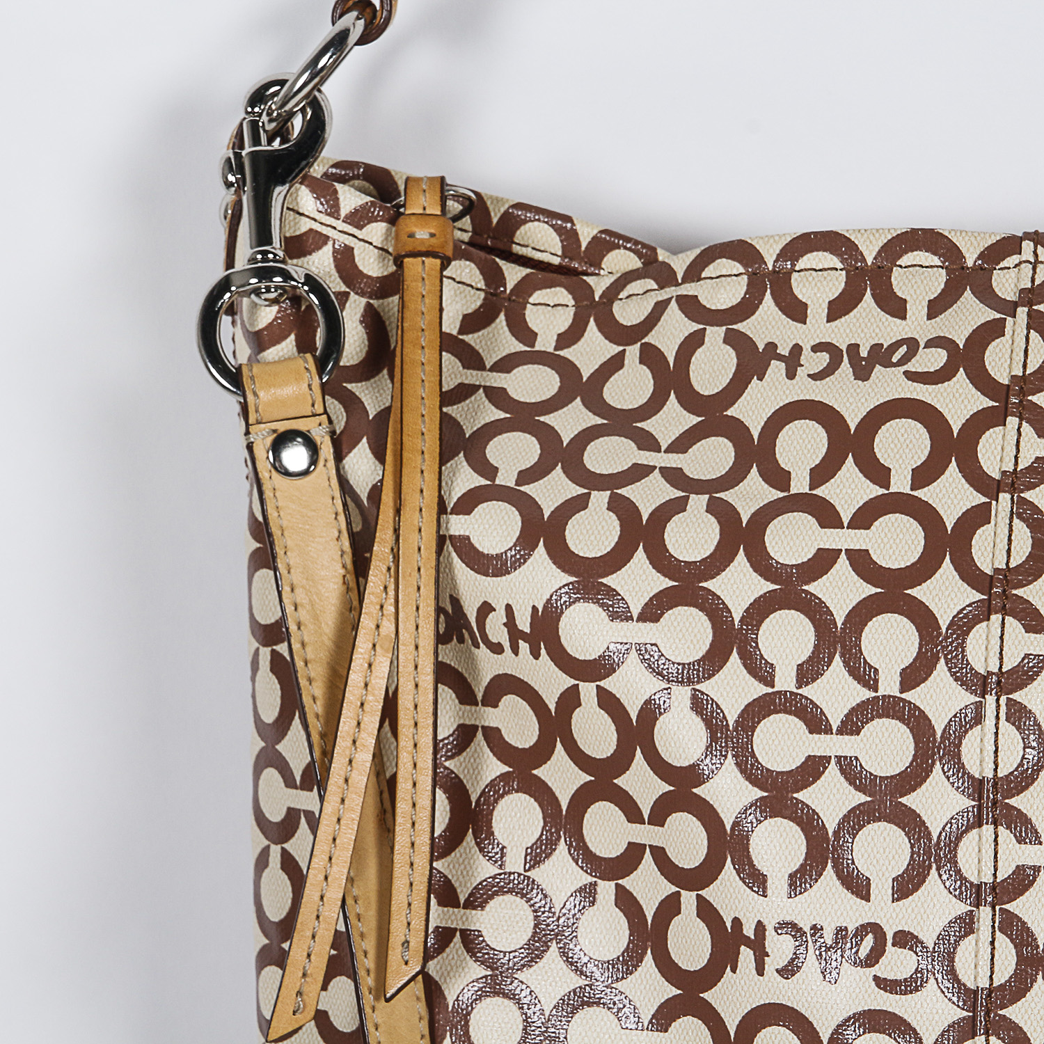 Coach Signature Op Art Leah Coated Canvas Handbag