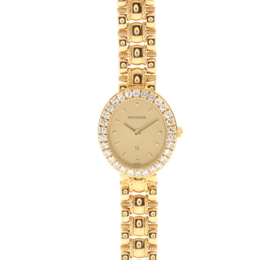 Bucherer 18K Yellow Gold Diamond Wristwatch