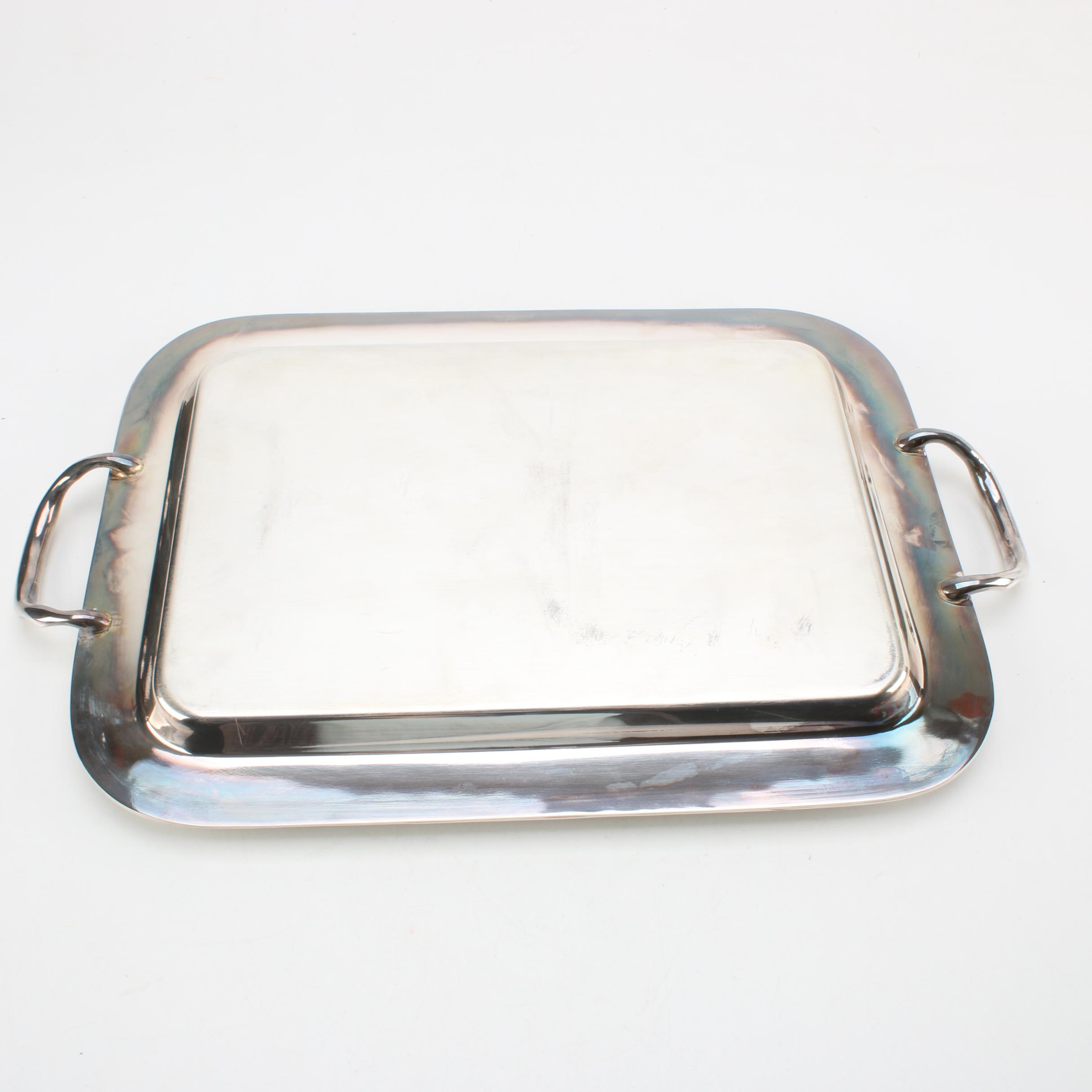 Silver Plate Handled Serving Tray