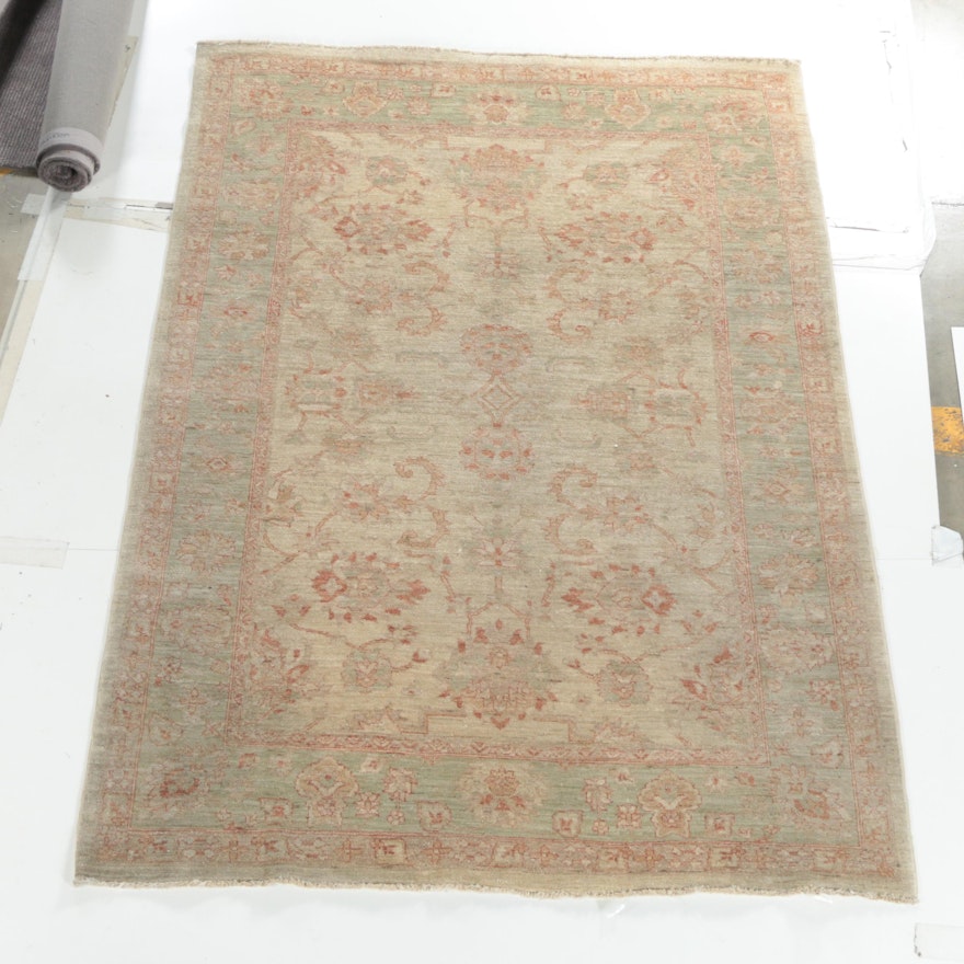 Hand-Knotted Turkish Oushak Wool Area Rug