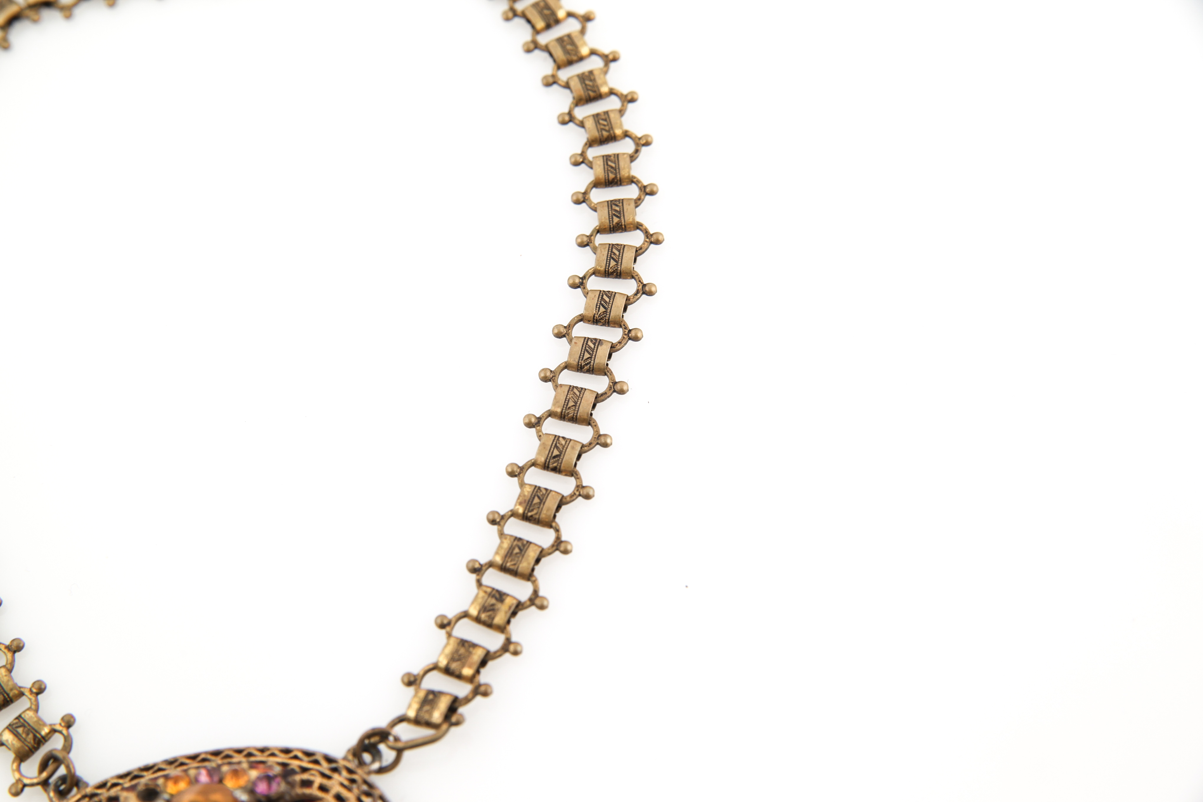 Vintage Rhinestone Converter Brooch Fancy Link Necklace