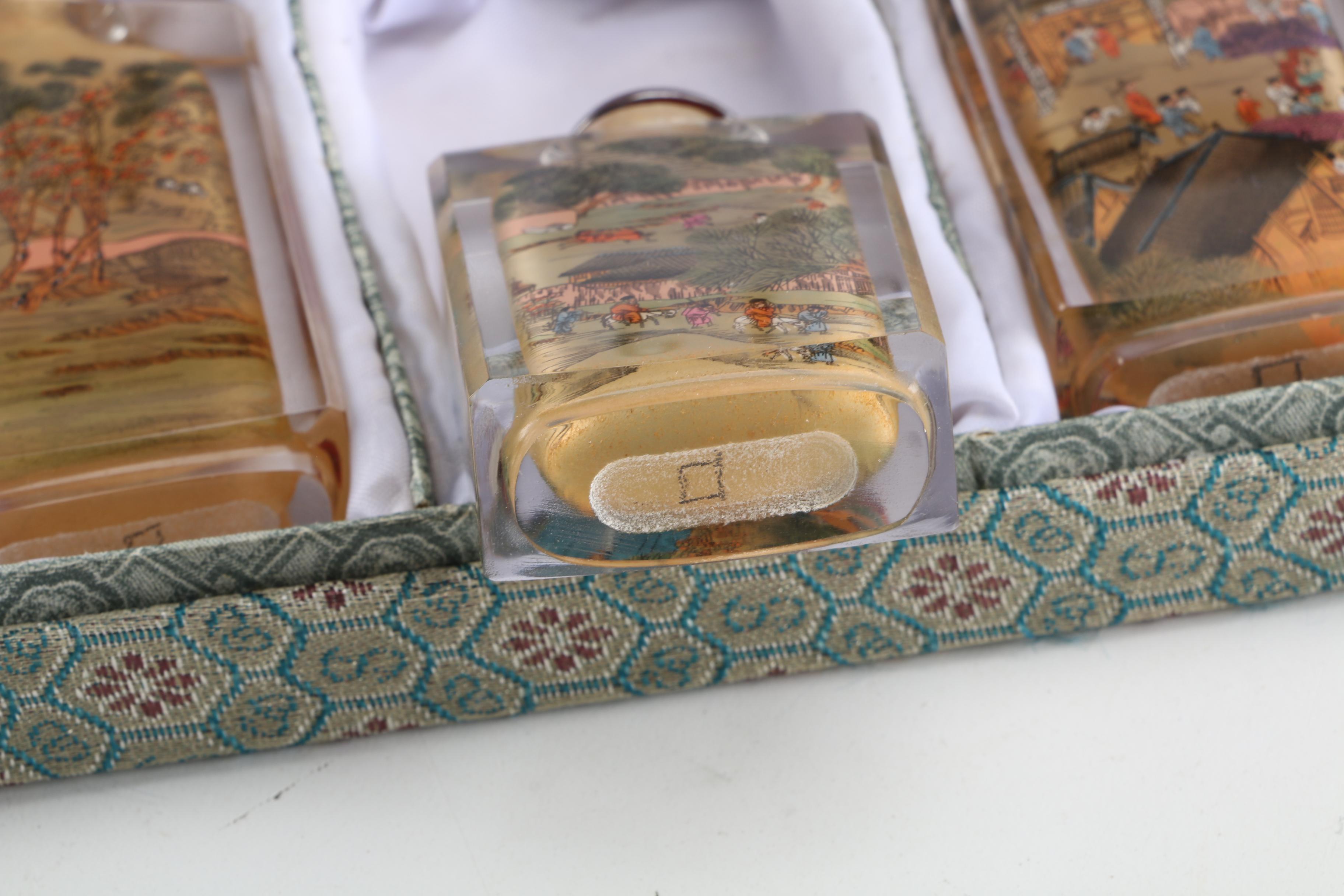 Series of Chinese Reverse Painted "Riverscene" Glass Snuff Bottles