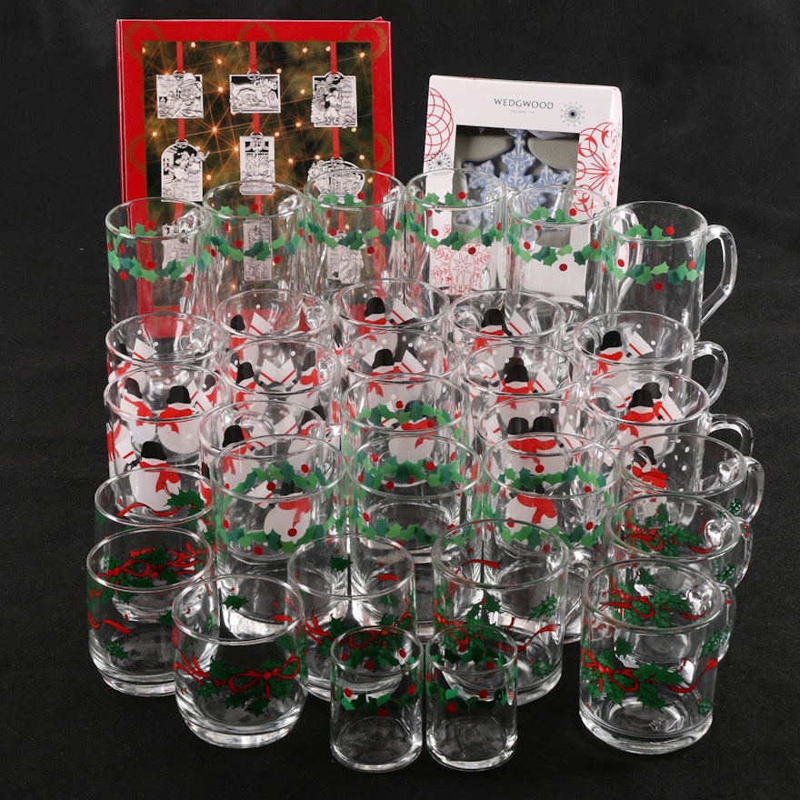 Christmas Themed Glassware and Ornaments